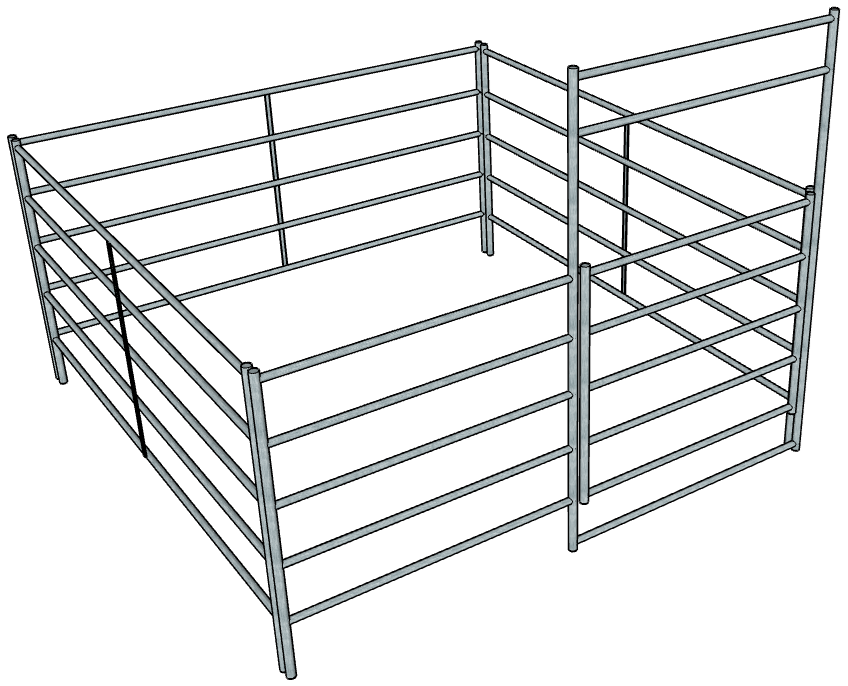 Galvanized 10 Ft X 10 Ft 5-Rail Stall Kit