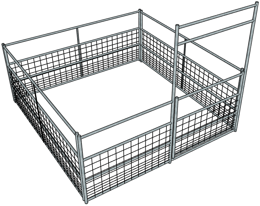 Galvanized 10 Ft X 10 Ft 4-Rail with Mesh Stall Kit