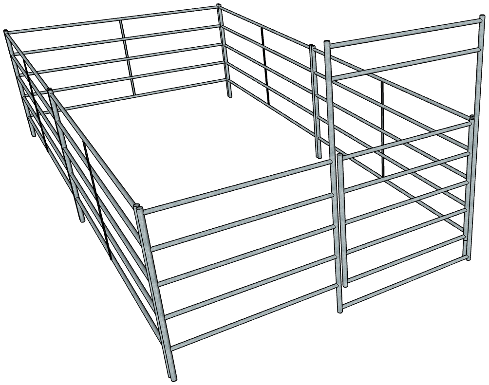 Galvanized 10 Ft X 20 Ft 5-Rail Stall Kit
