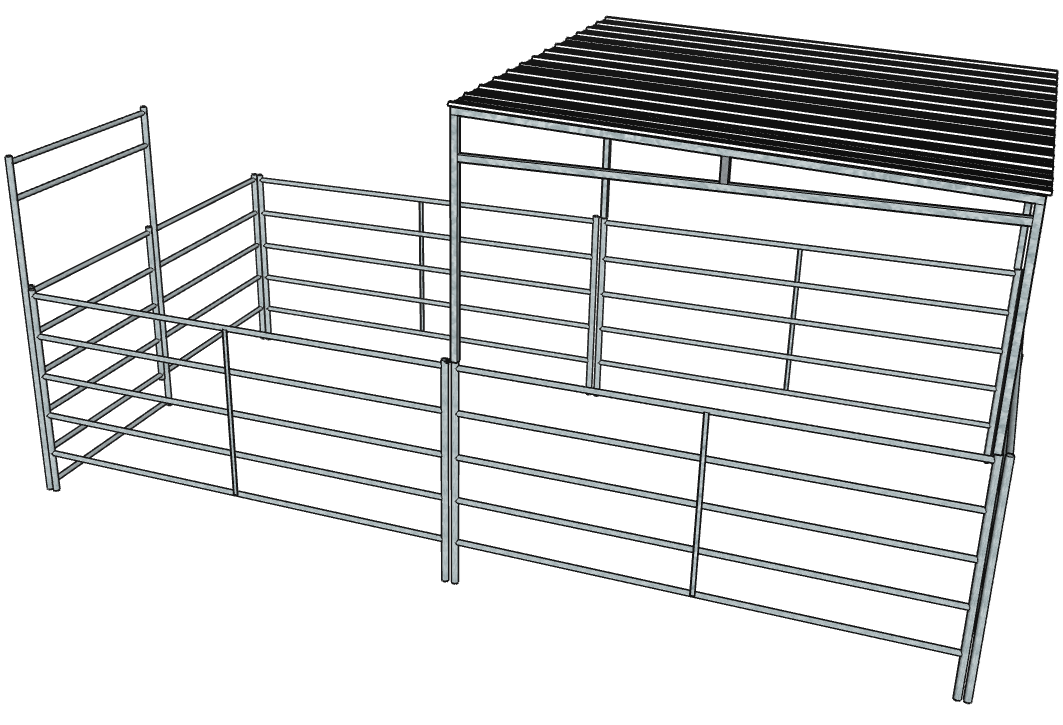 Galvanized 10 Ft X 20 Ft 5-Rail Stall Kit with Roof