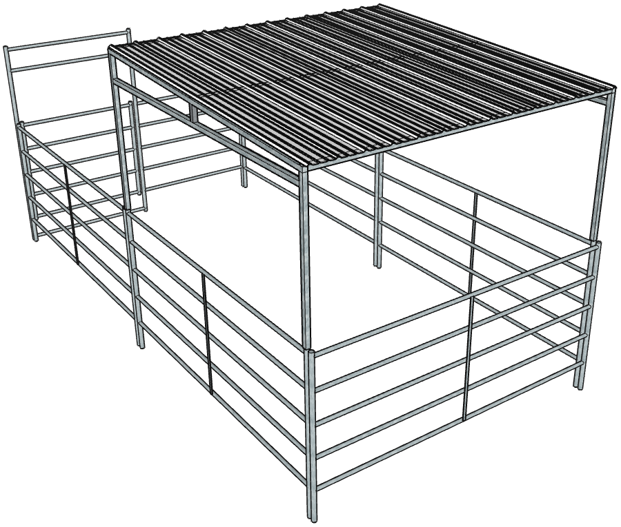 Galvanized 10 Ft X 20 Ft 5-Rail Stall Kit with Roof