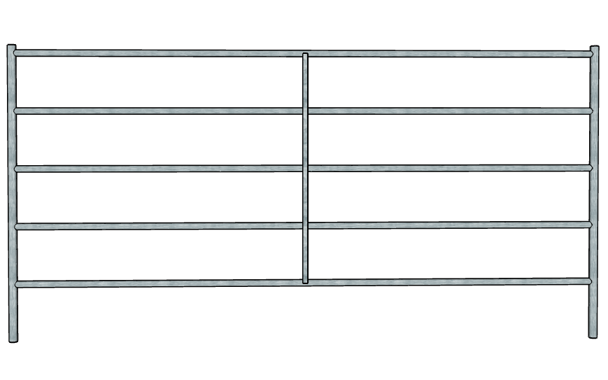 Galvanized 10 Ft Long by 5 Ft Tall 5 Rail Livestock Panel