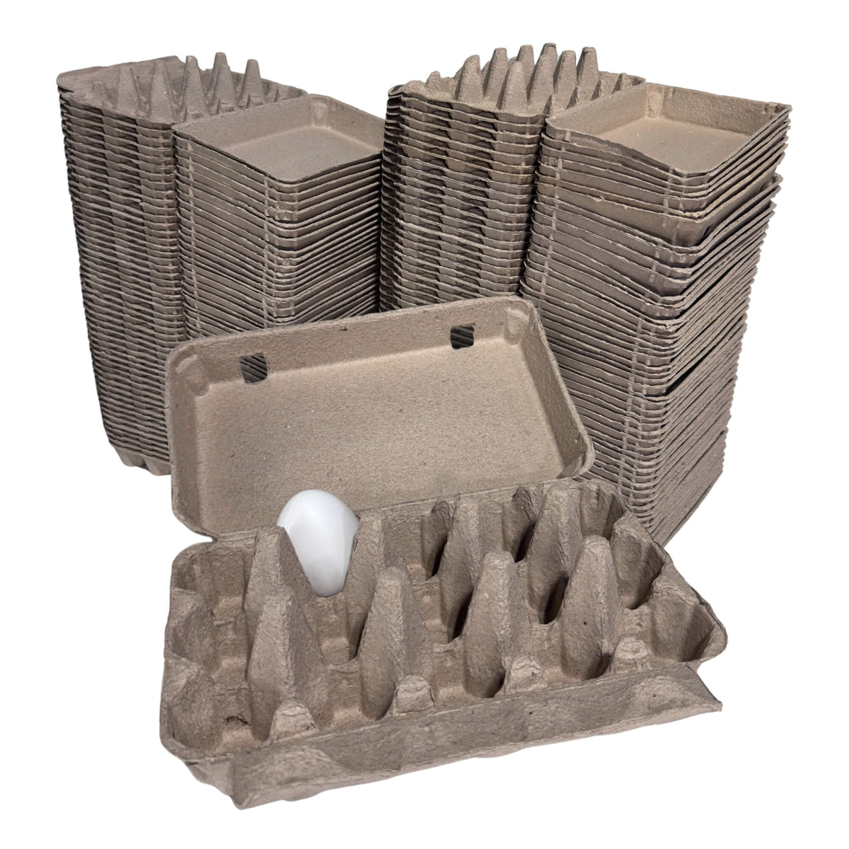 15-Egg Cartons - Natural Pulp, Flat Top Blank