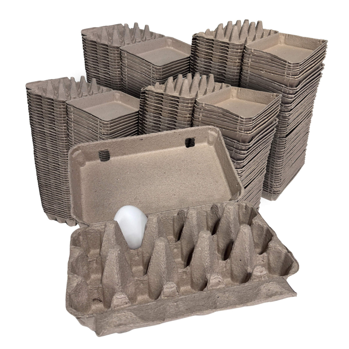 15-Egg Cartons - Natural Pulp, Flat Top Blank