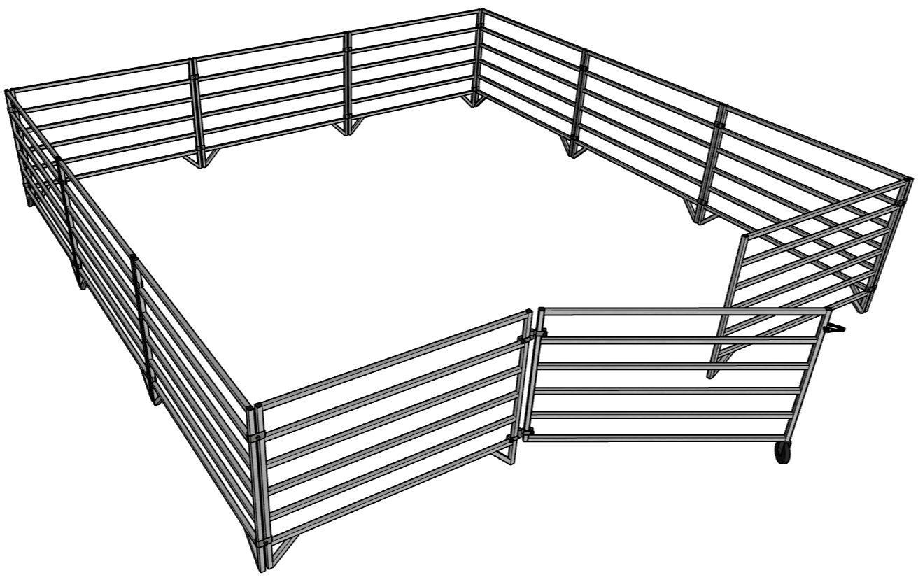 11 Pack of Aluminum 5 Ft Long 6 Rail 40" Tall Sheep & Goat Panels & One 58" Gate (11 Panels, 1 Gate)