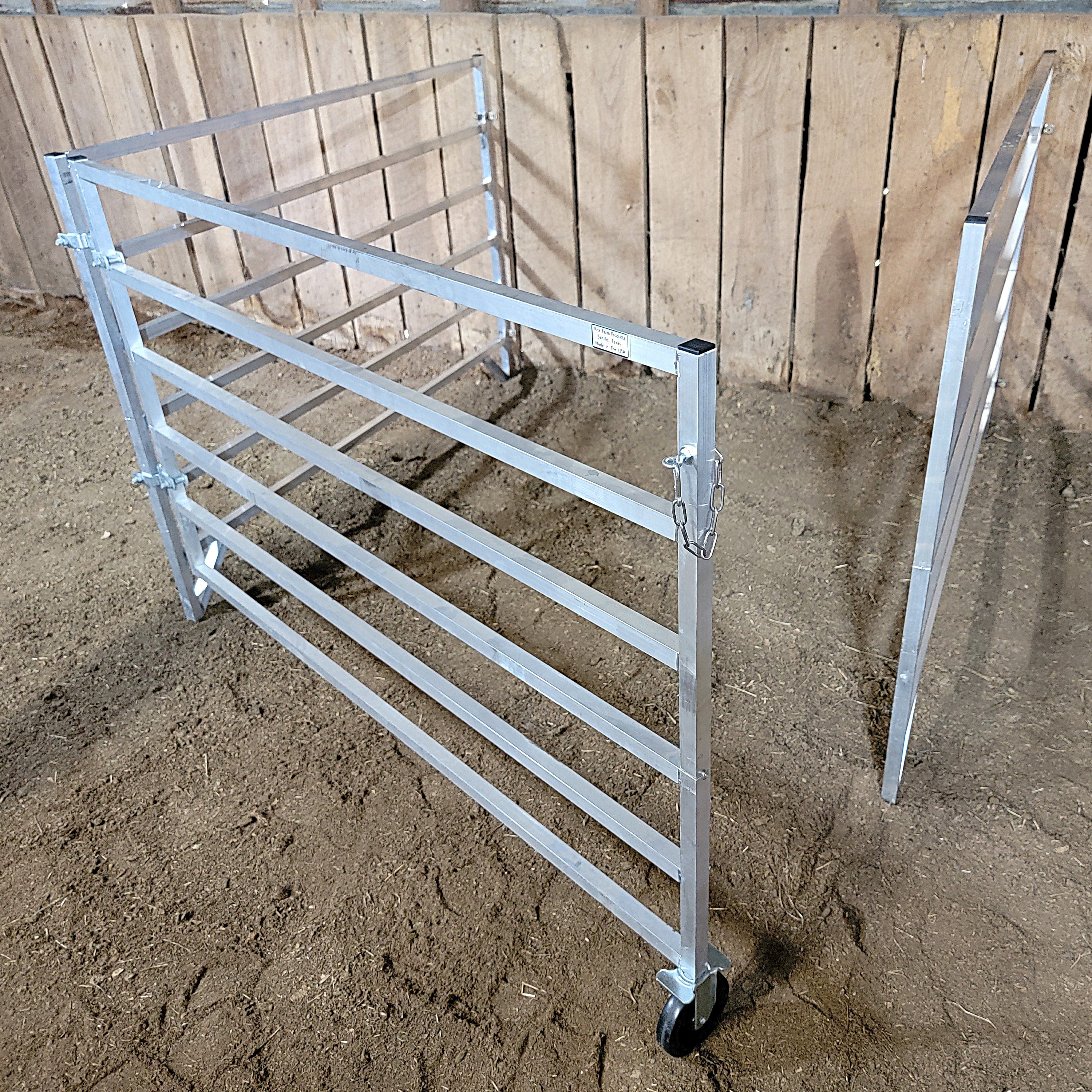 Aluminum 5 Ft X 5 Ft 6 Rail Wall Mounted Starter Stall Kit & or Add-On Kit for Sheep & Goats