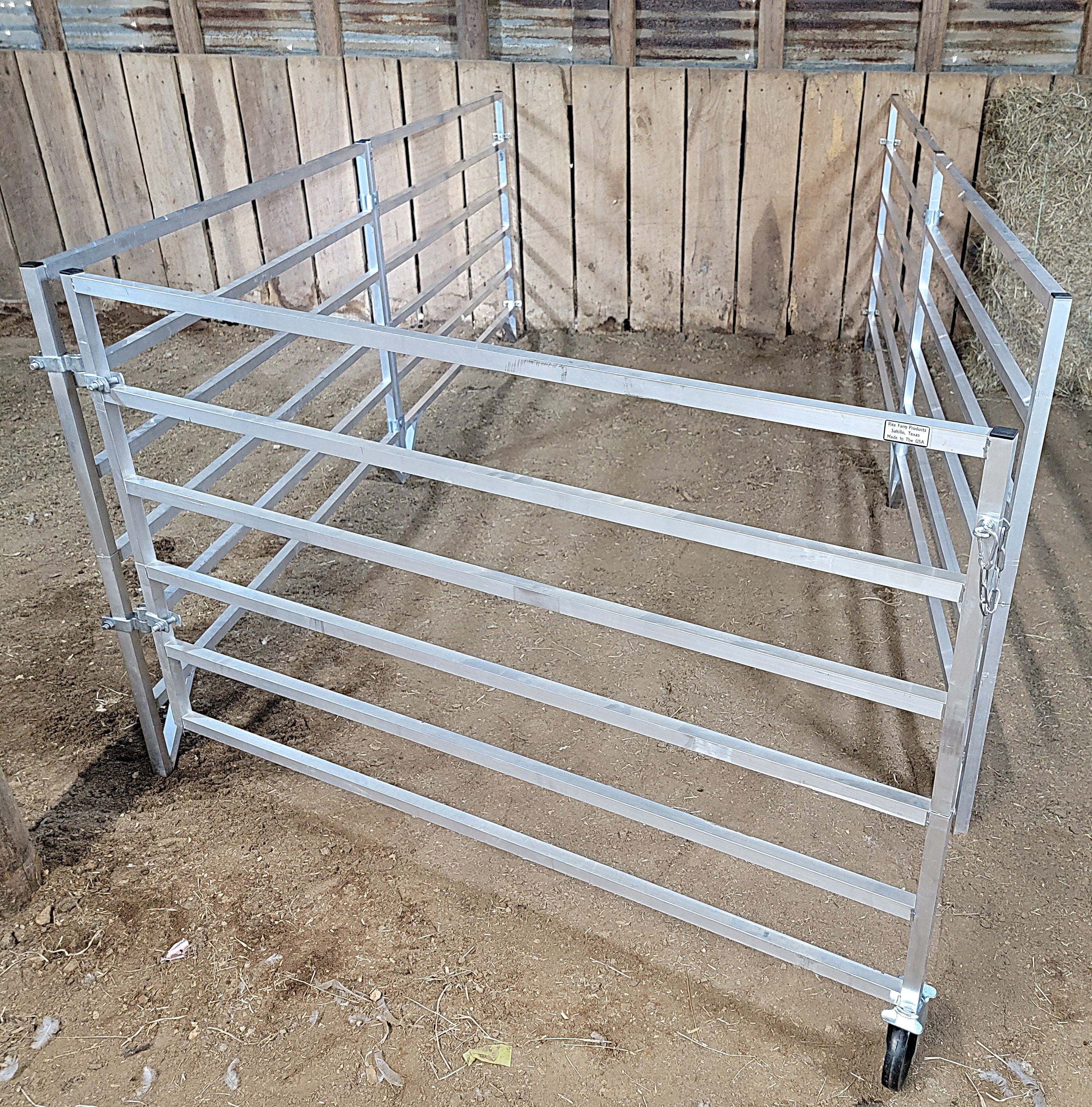 Aluminum 5 Ft X 10 Ft 6 Rail Wall Mounted Starter Stall Kit & or Add-On Stall Kit for Sheep & Goats