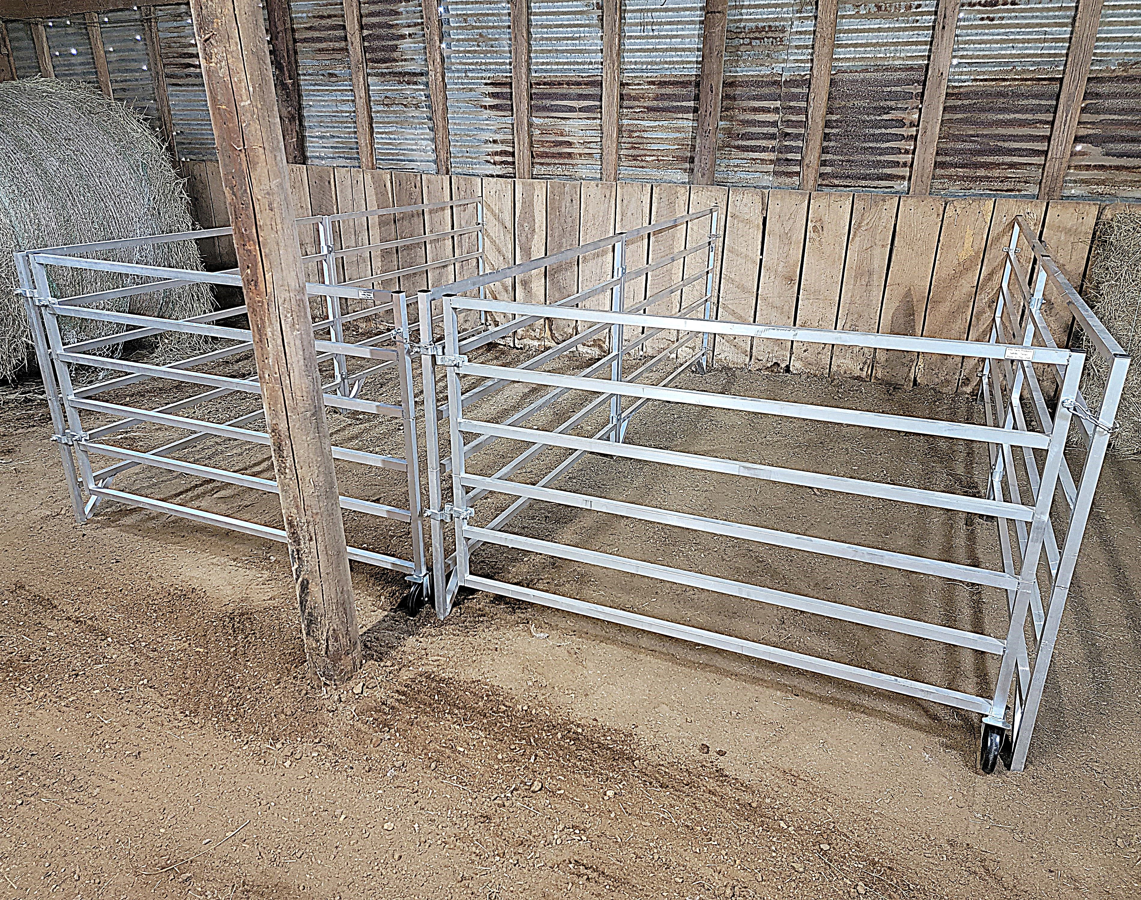 Aluminum 5 Ft X 10 Ft 6 Rail Add-On Wall Mounted Stall Kit (2 Panels, 1 Gate)