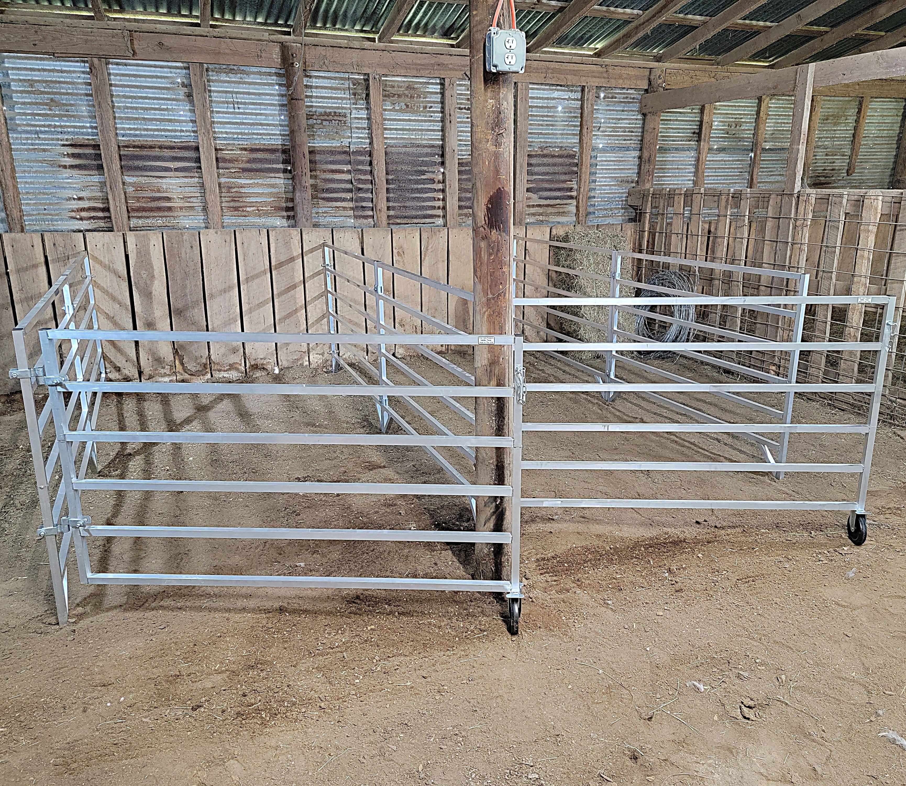 Aluminum 5 Ft X 10 Ft 6 Rail Wall Mounted Starter Stall Kit & or Add-On Stall Kit for Sheep & Goats