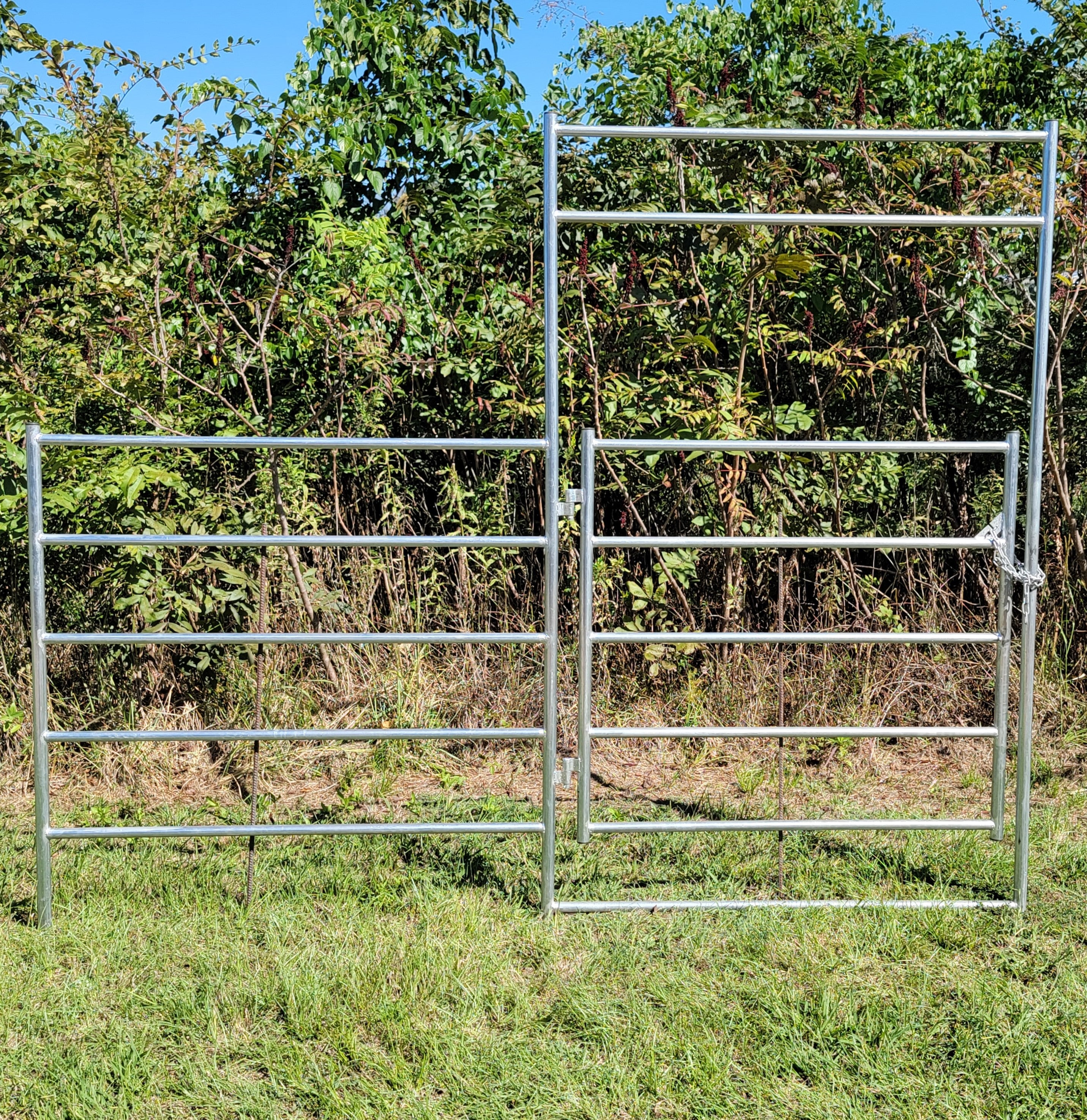 Galvanized 10 Ft Long by 8 Ft Tall 5 Rail Gate Panel