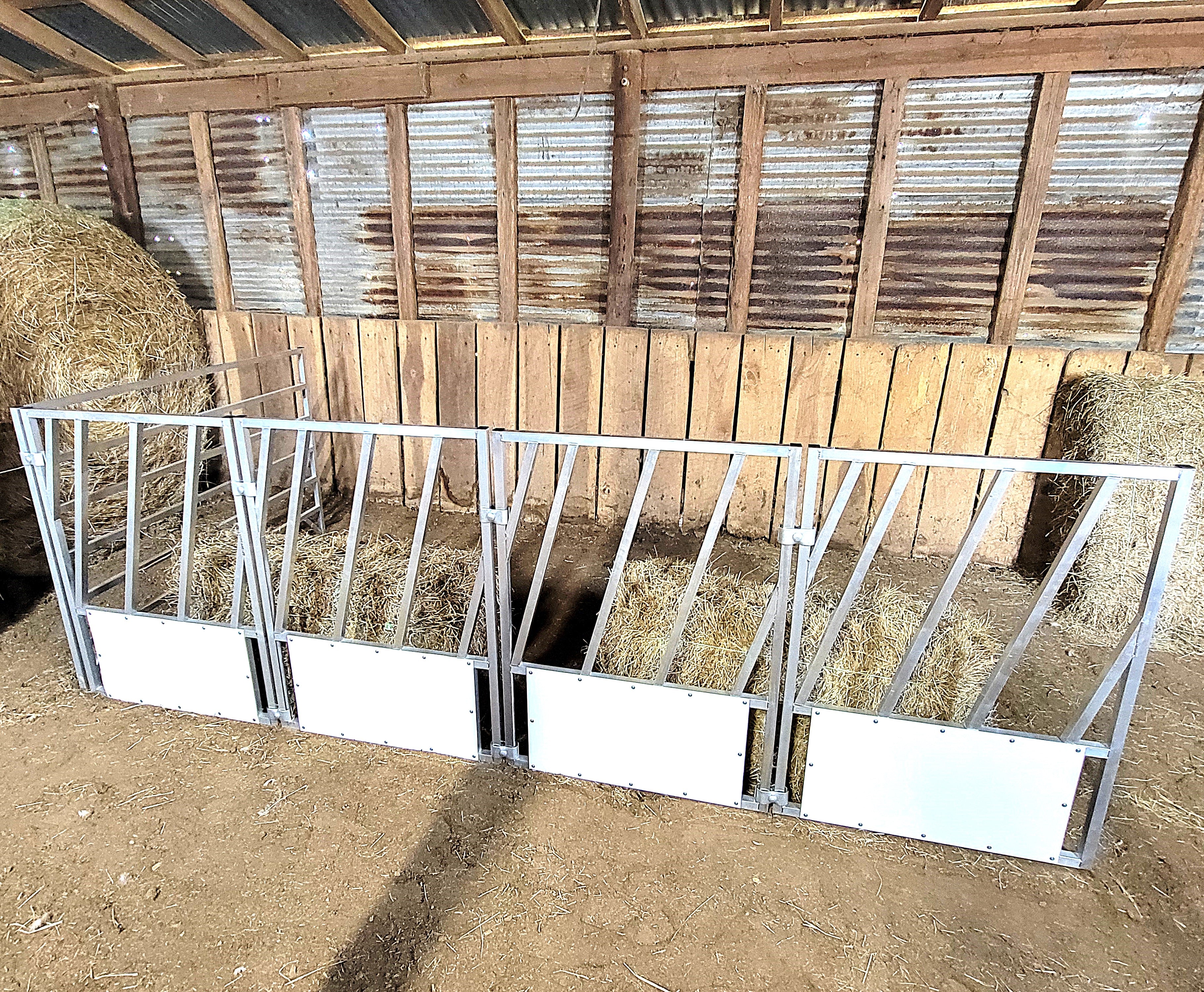 4 Pack of Aluminum 30" Long by 40" Tall Sheep & Goat Slant Bar Feeding Panels Square Hay Feeder