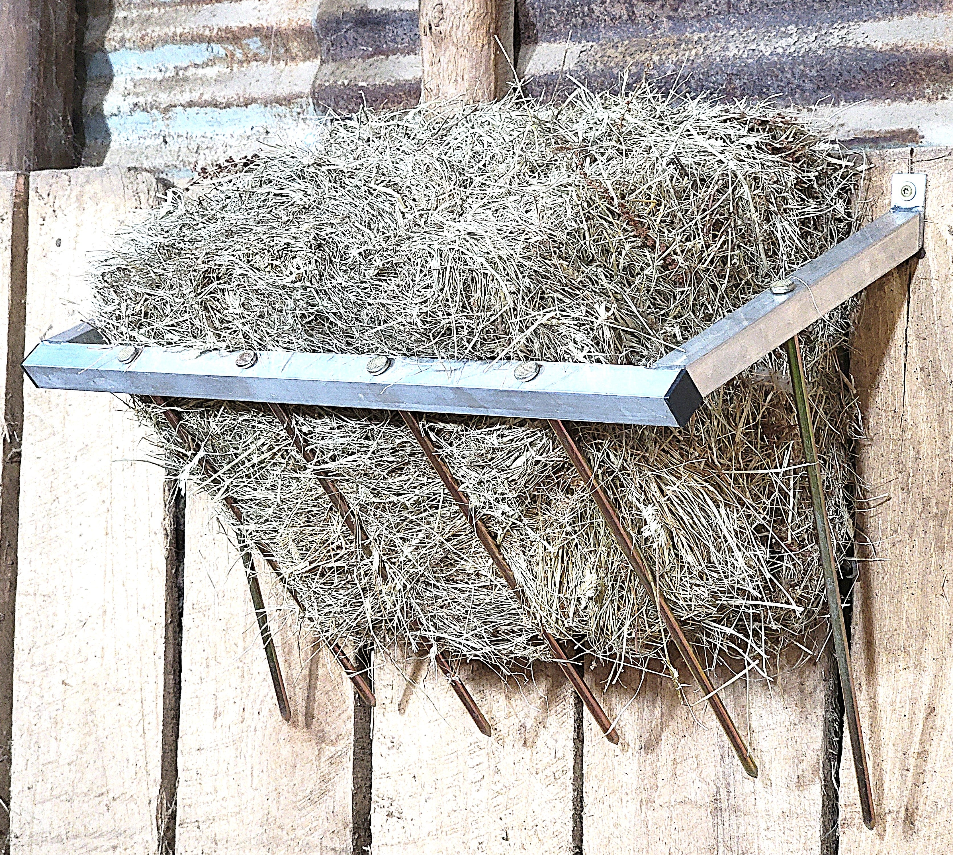 24 Inch Wall Mounted Sheep & Goat Two Flake Hay Feeder USA Made Aluminum