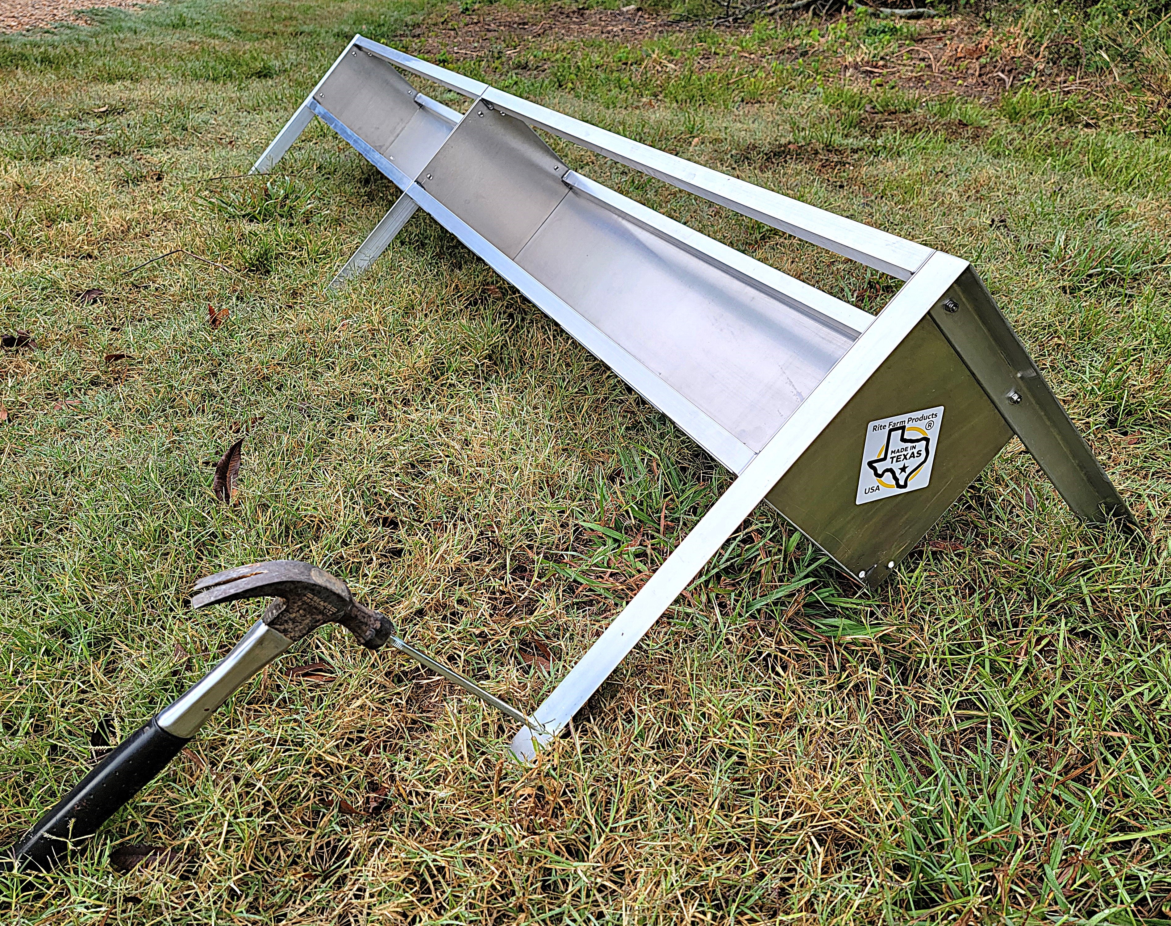 96 Inch 8 Ft Welded Aluminum Sheep & Goat V Trough Feeder with Anchors USA Made