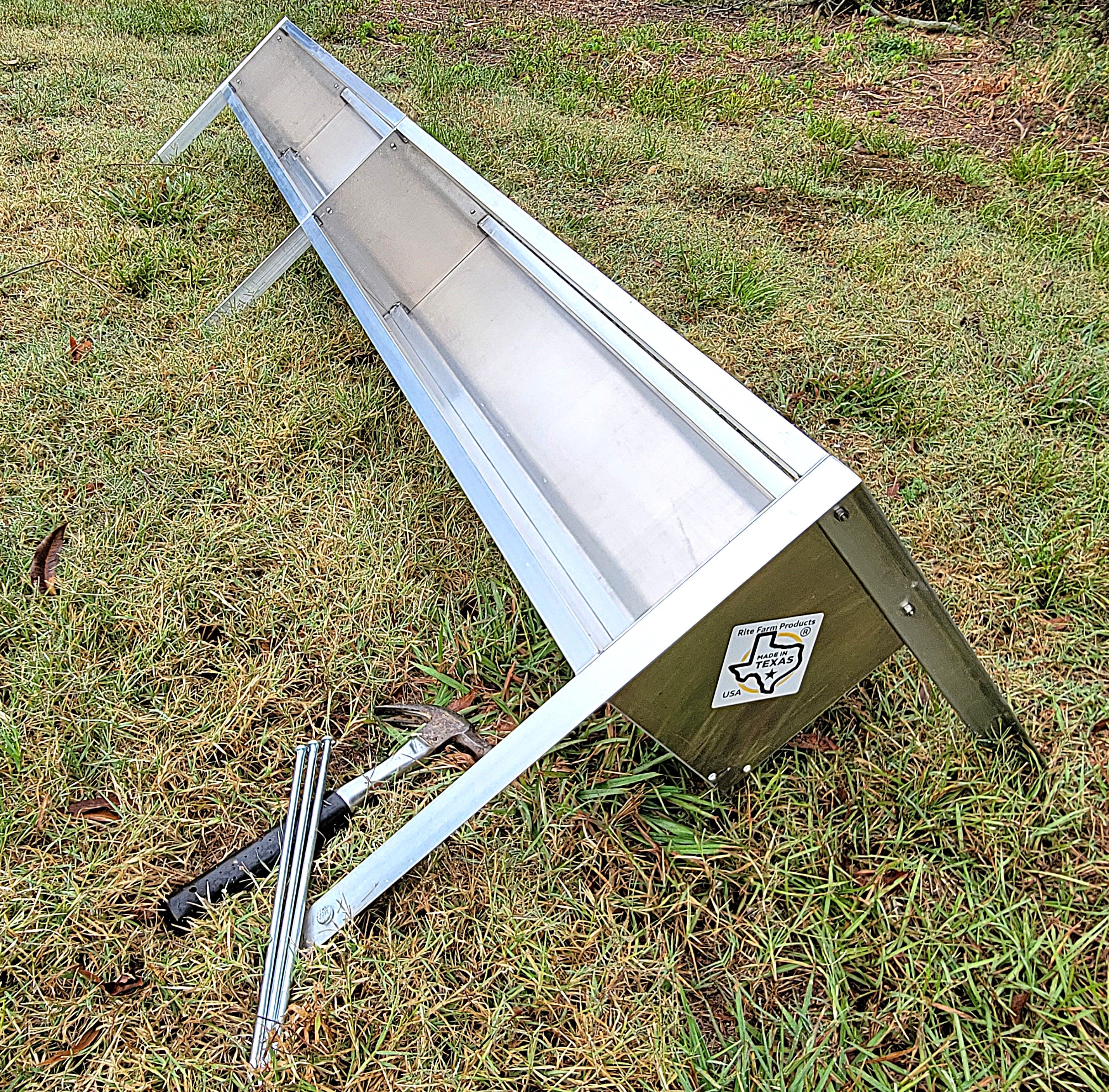 96 Inch 8 Ft Welded Aluminum Sheep & Goat V Trough Feeder with Anchors USA Made