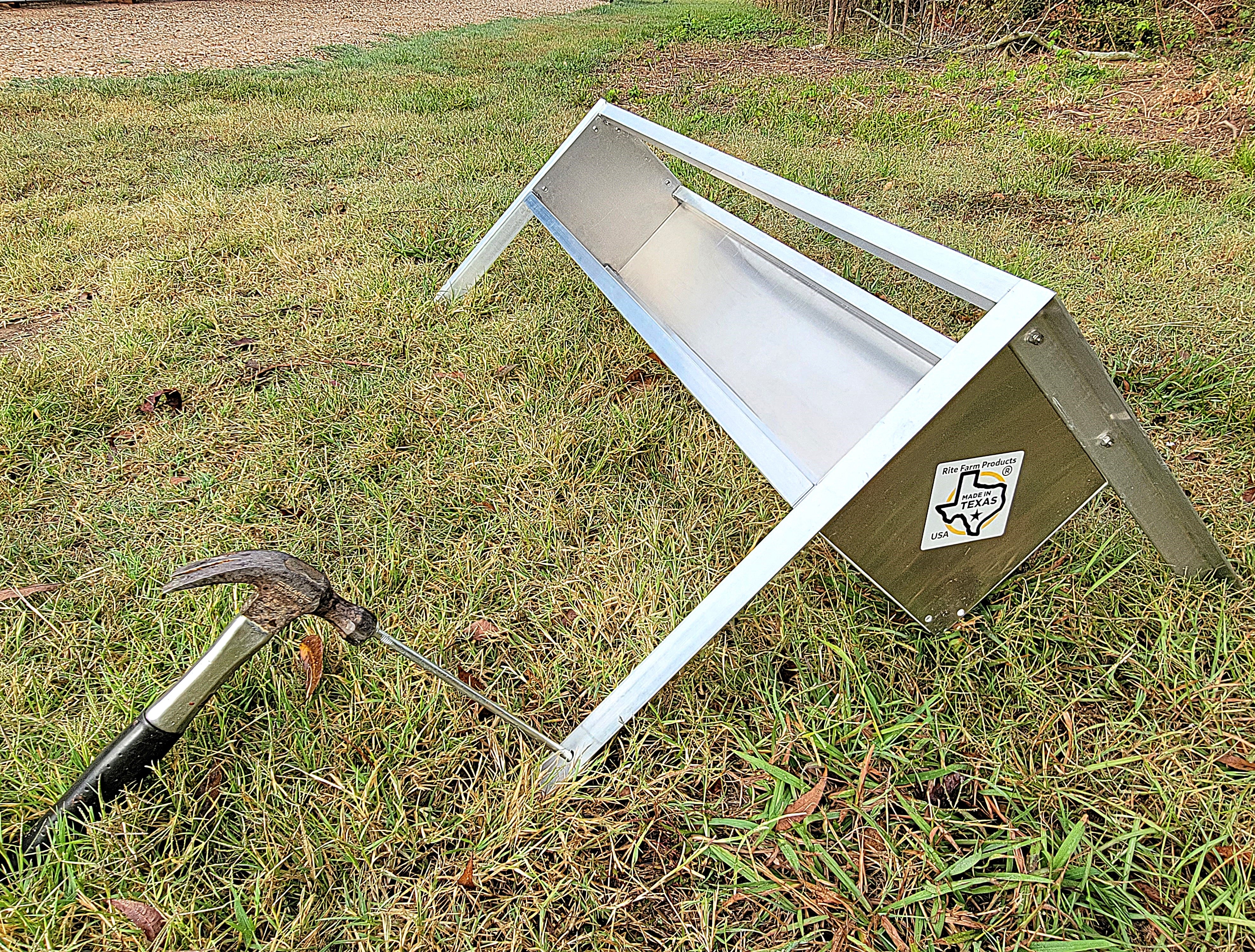 48 Inch 4 Ft Welded Aluminum Sheep & Goat V Trough Feeder with Anchors USA Made