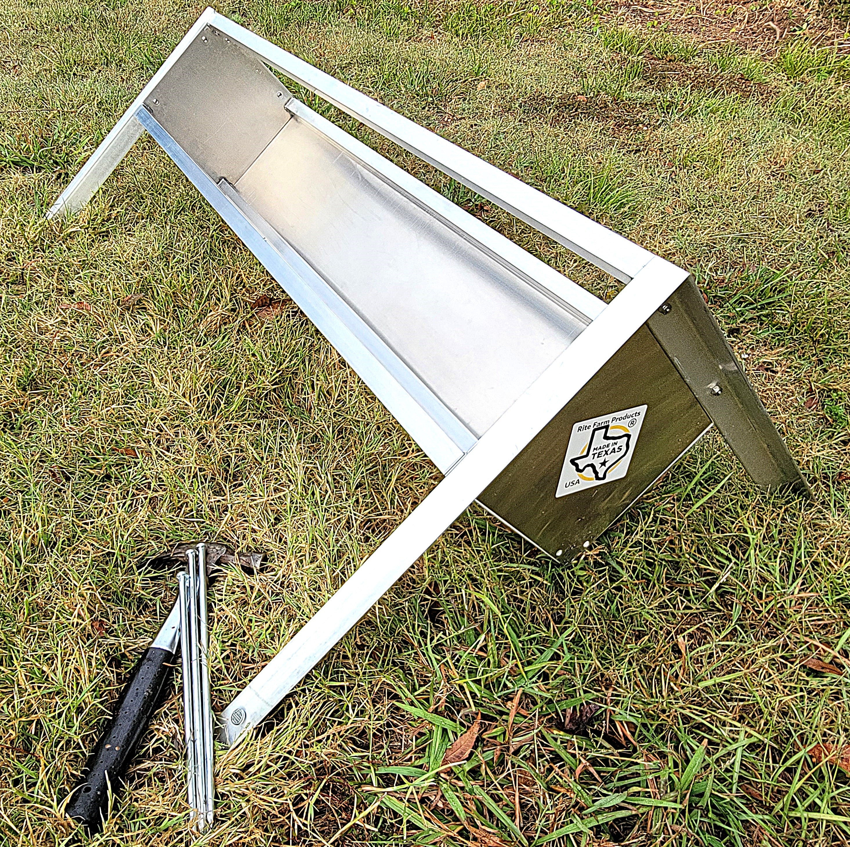48 Inch 4 Ft Welded Aluminum Sheep & Goat V Trough Feeder with Anchors USA Made
