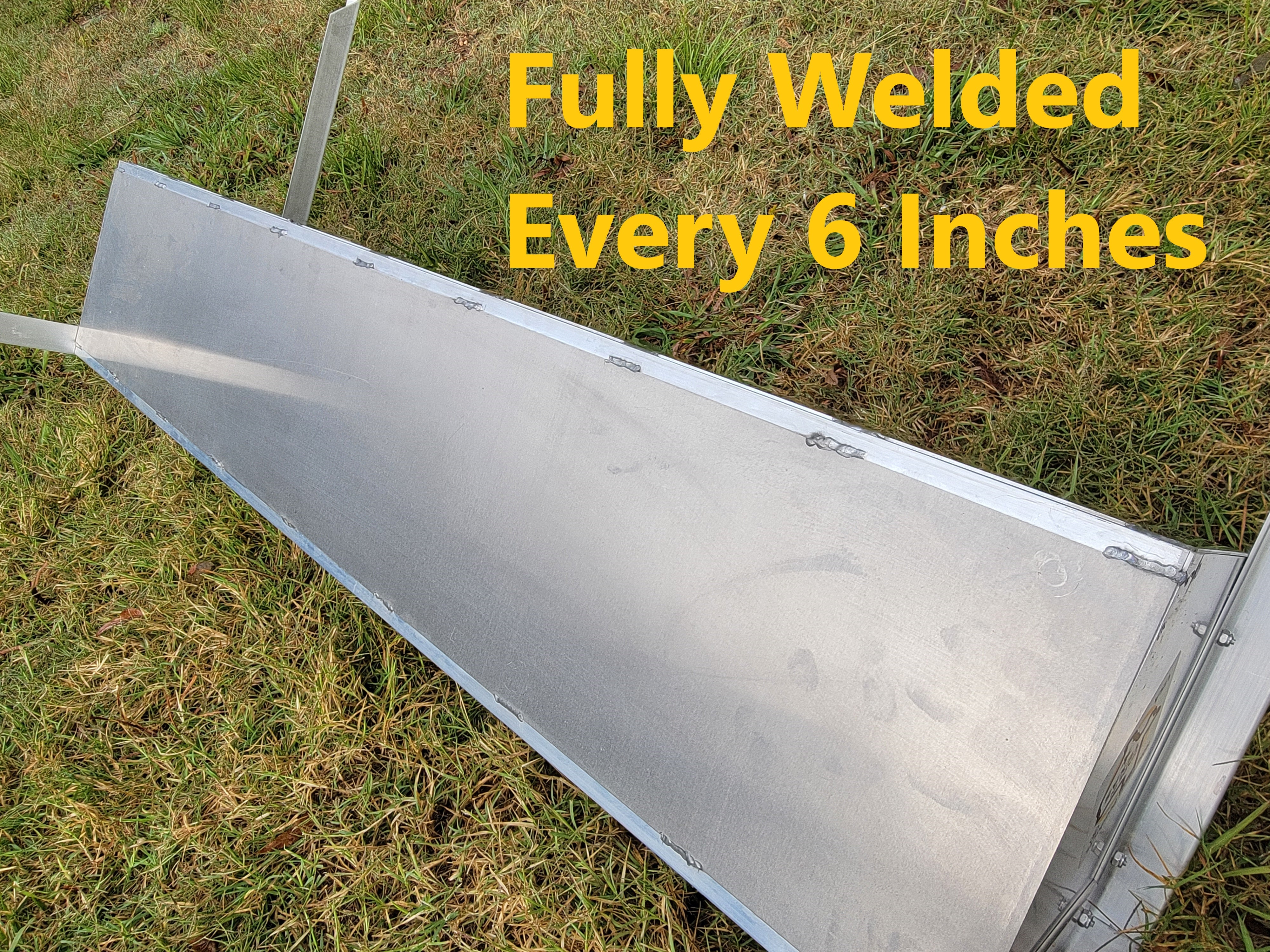 96 Inch 8 Ft Welded Aluminum Sheep & Goat V Trough Feeder with Anchors USA Made