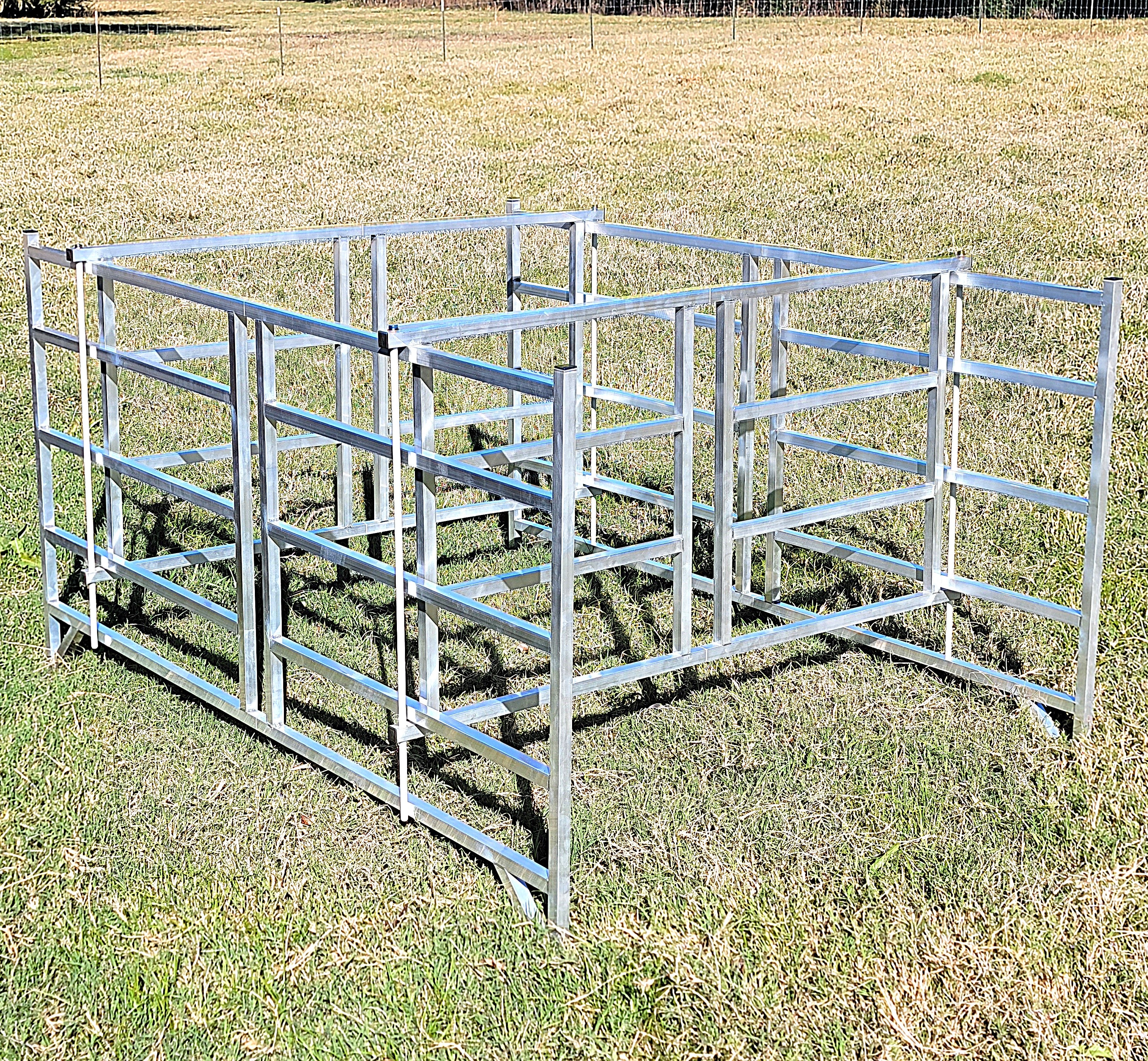 Collapsible Sheep & Goat Aluminum Round Hay Bale Feeder for 4X4, 4X5, & 4X6 Bales Llama Alpaca