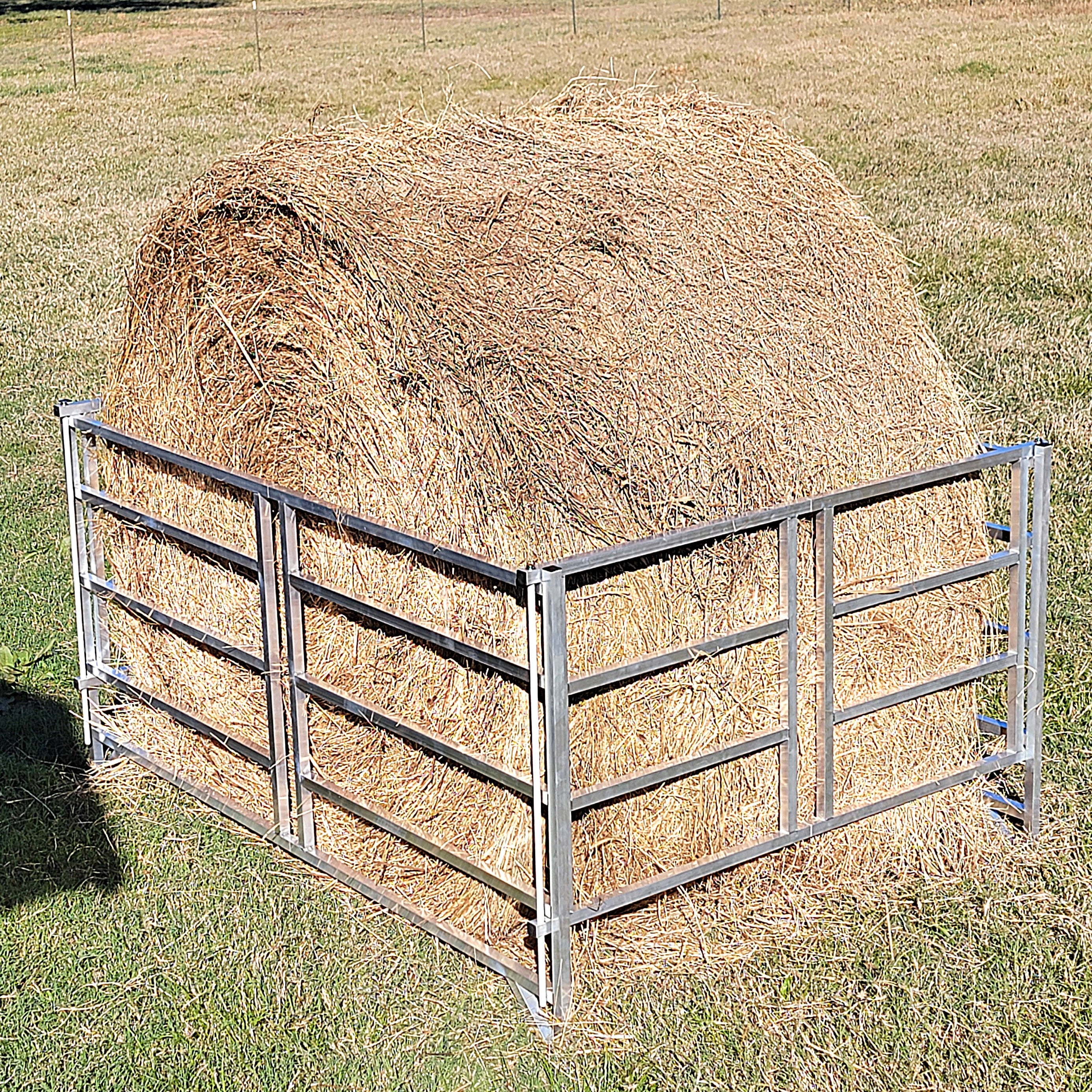 Collapsible Sheep & Goat Aluminum Round Hay Bale Feeder for 4X4, 4X5, & 4X6 Bales Llama Alpaca