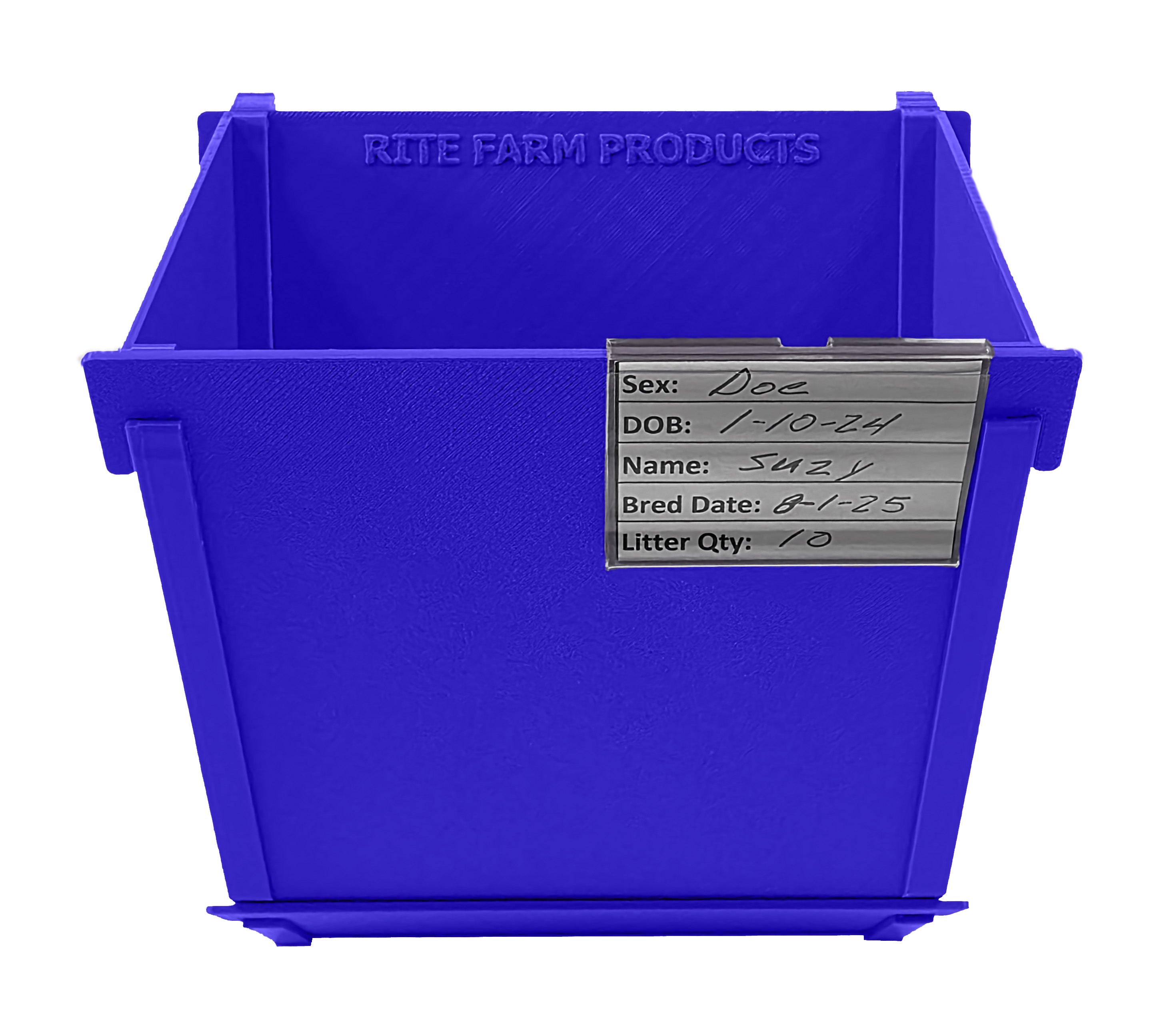 Blue Texas USA Made 6-Inch Cage Hanging Rabbit Feeder with ID Tag for Rabbit Pellet Feed with a Sifter Base