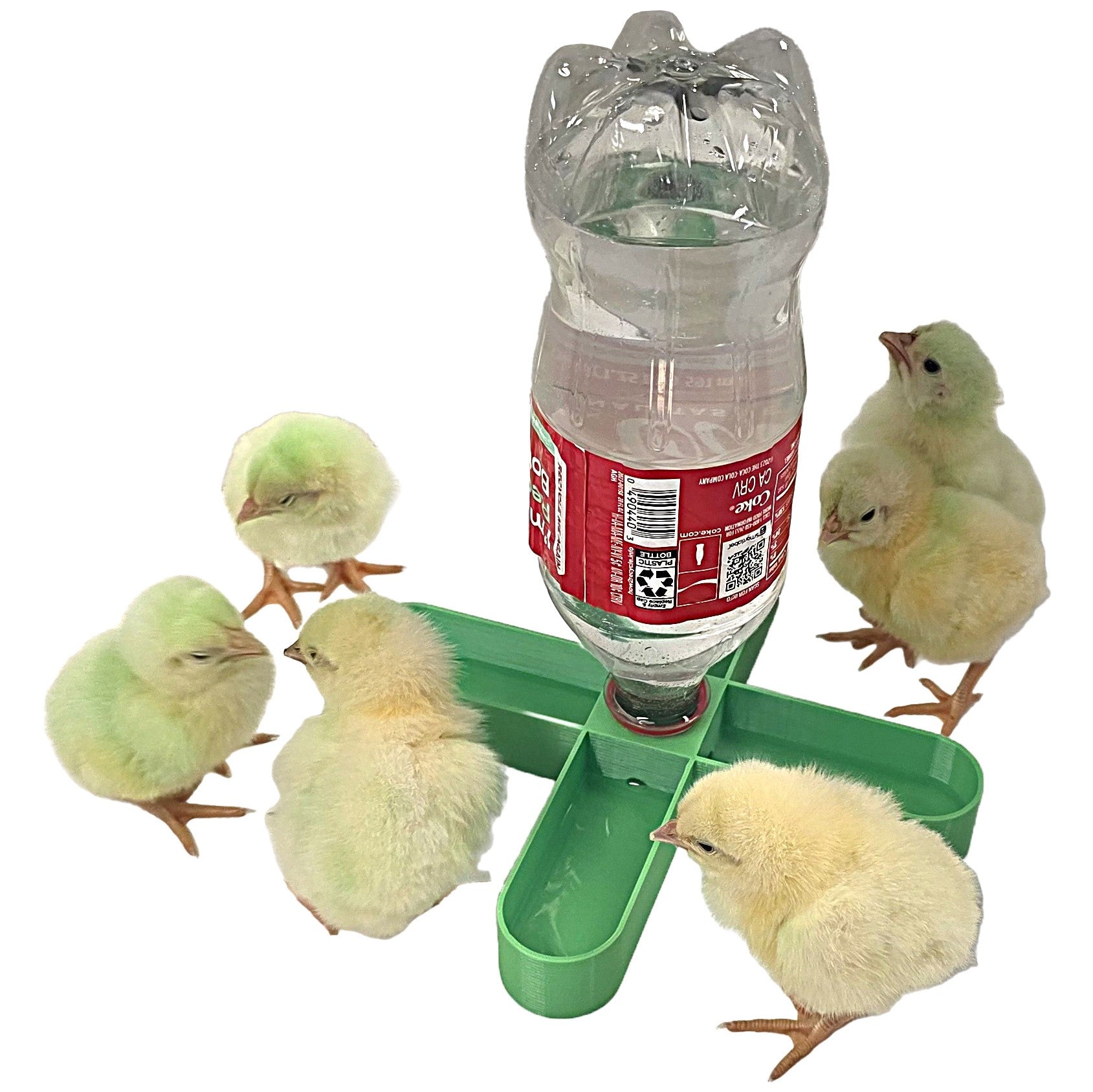 Rite Farm Products 4 Way Anti Drown Soda Pop Chick Waterer for 20oz, 1 Liter, or 2 Liter Quail