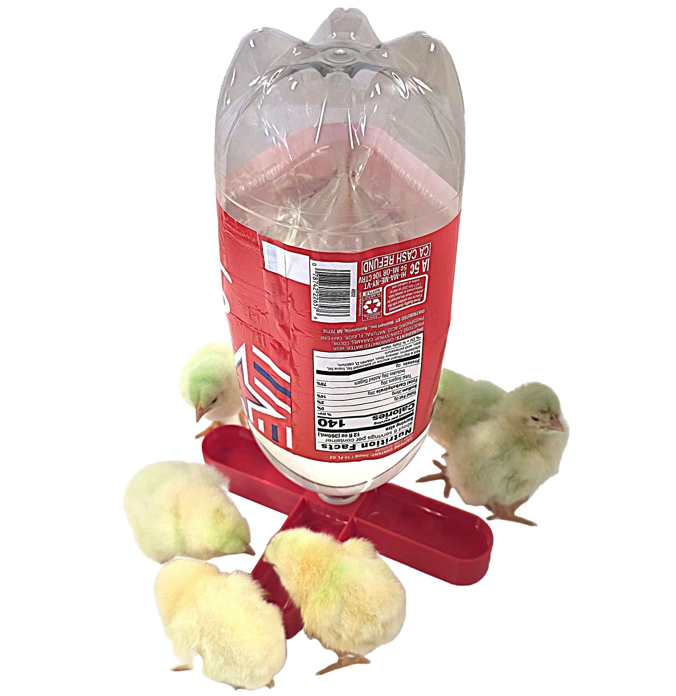 Rite Farm Products 4 Way Anti Drown Soda Pop Chick Waterer for 20oz, 1 Liter, or 2 Liter Quail