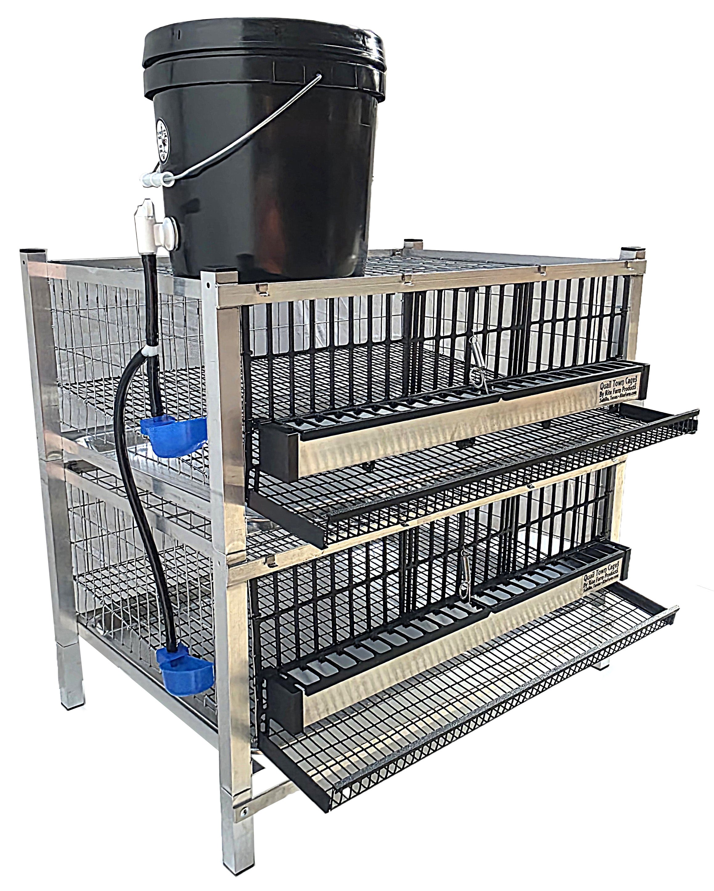 Quail Town Cages by Rite Farm Products - Pro Modular Quail Grow Out & Layer Cage Tower System Transparent Reservoir
