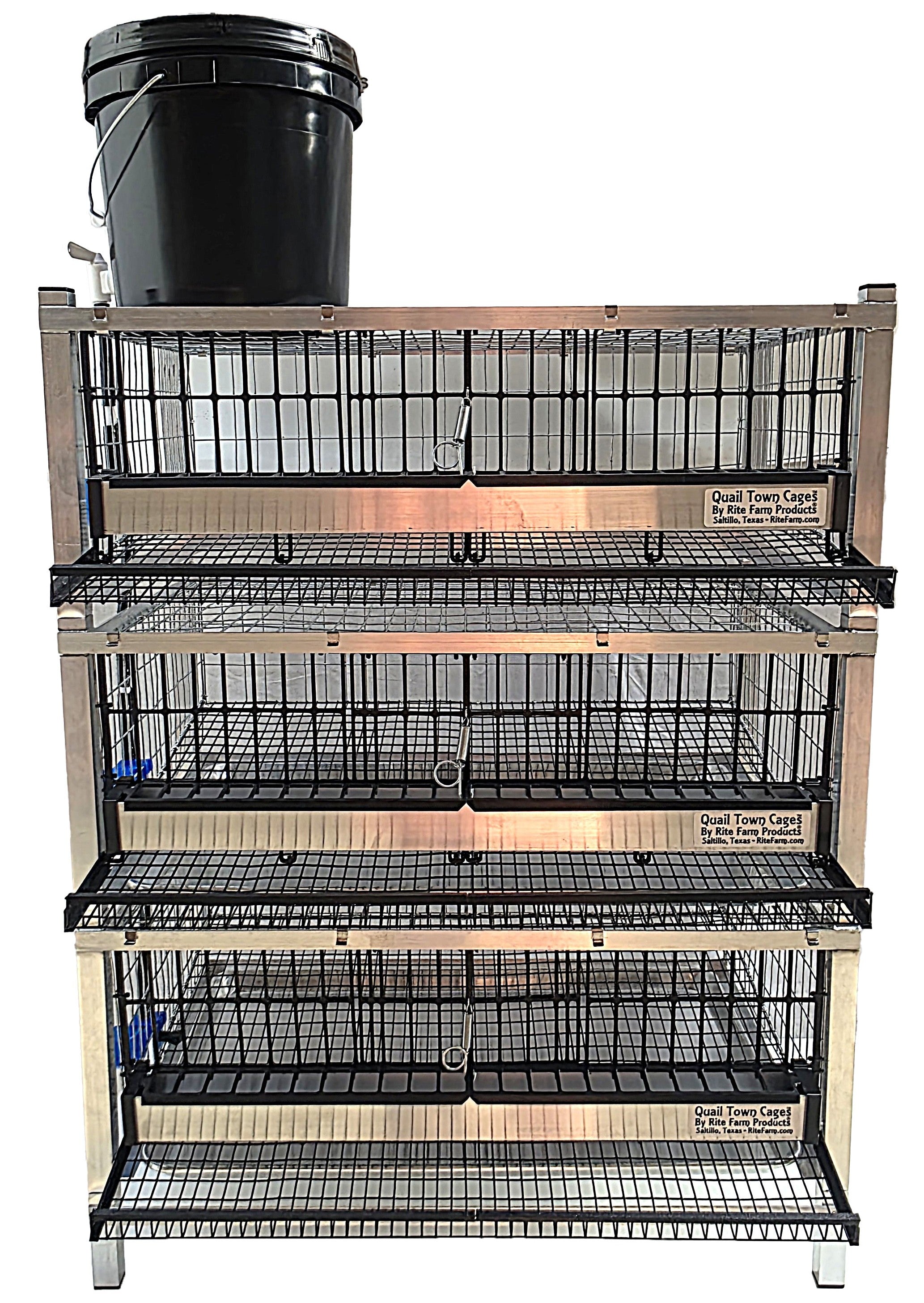 Quail Town Cages by Rite Farm Products - Pro Modular Quail Grow Out & Layer Cage Tower System Transparent Reservoir