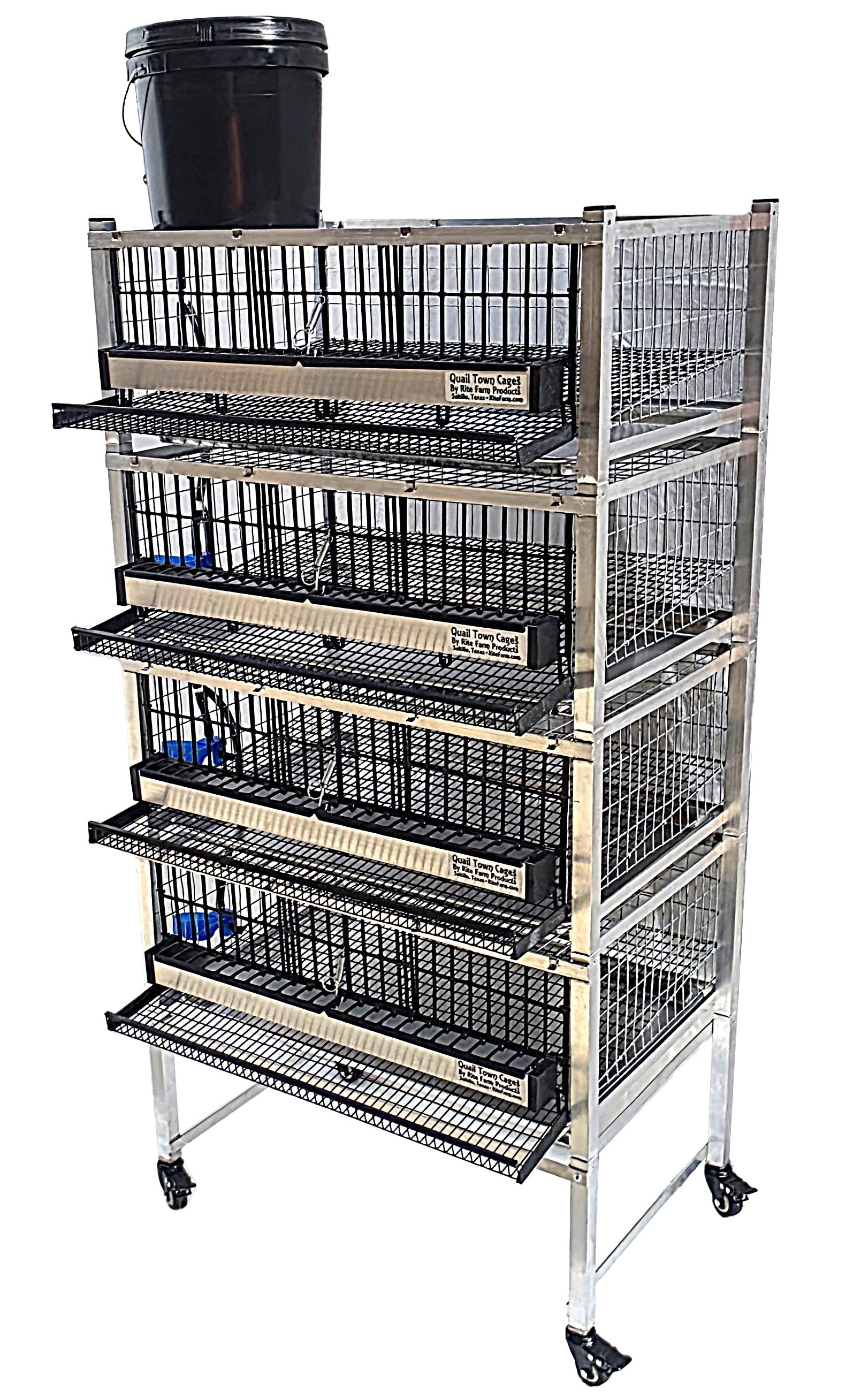 Quail Town Cages by Rite Farm Products - Pro Modular Quail Grow Out & Layer Cage Tower System Transparent Reservoir