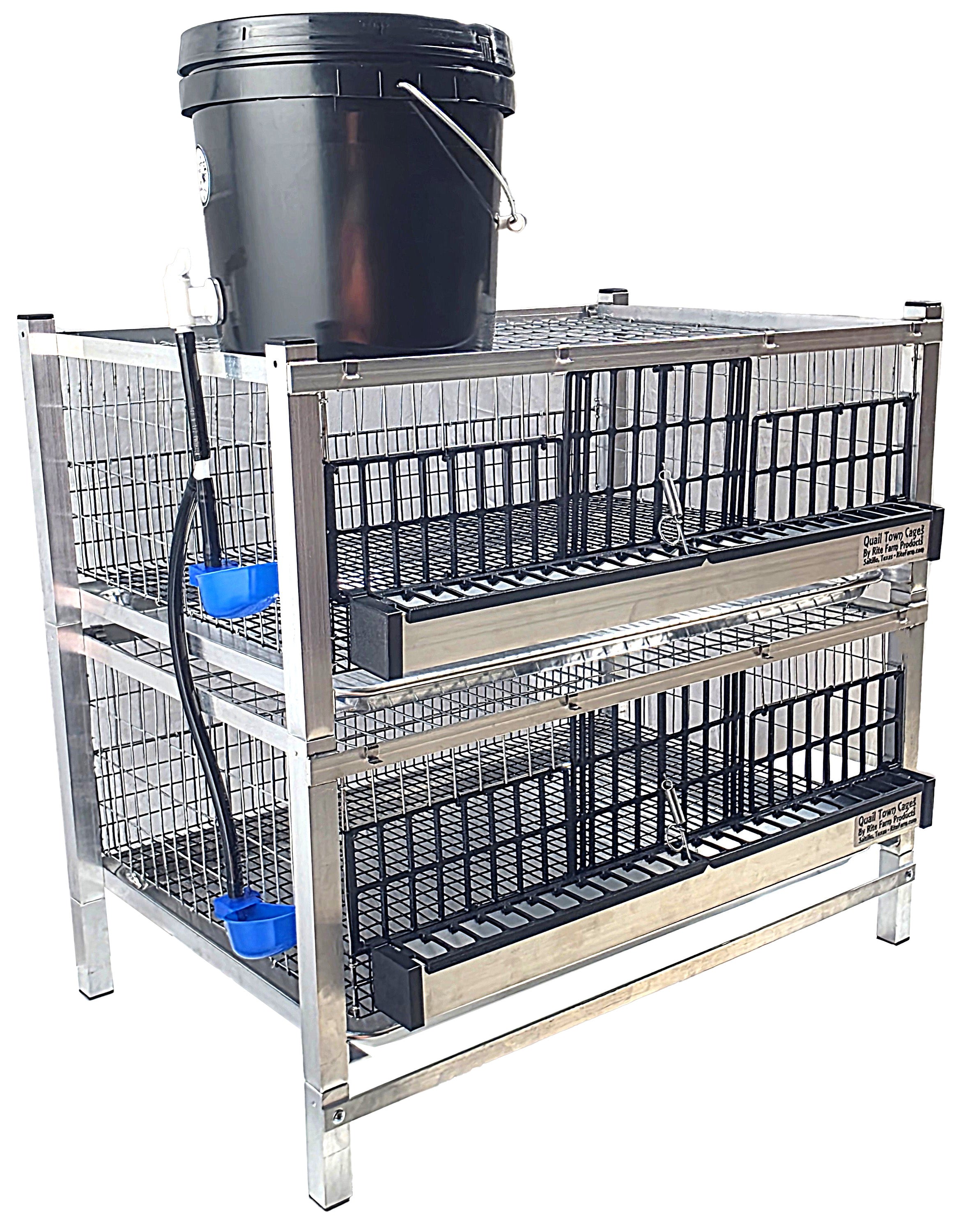 Quail Town Cages by Rite Farm Products - Pro Modular Quail Grow Out & Layer Cage Tower System Transparent Reservoir