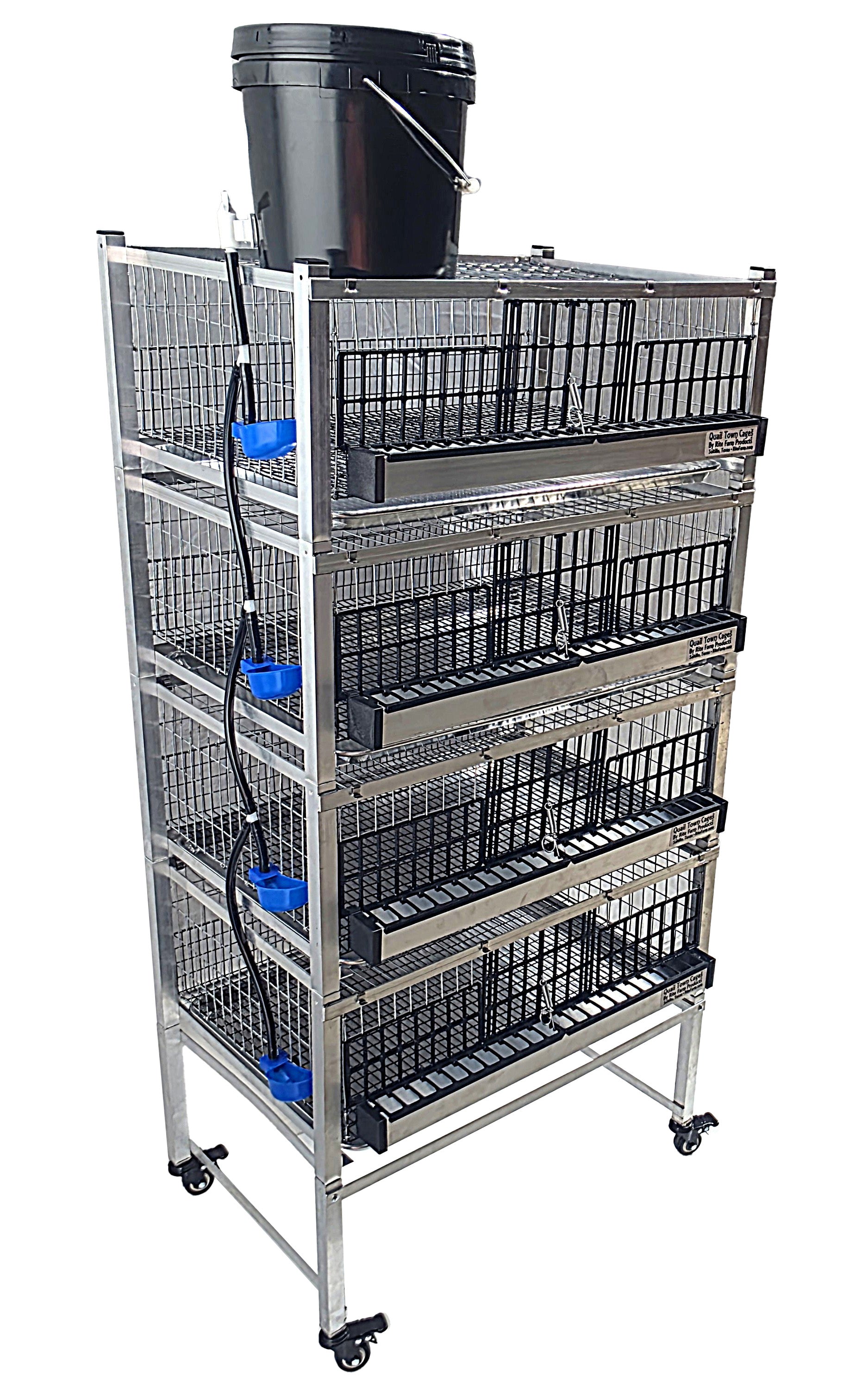 Quail Town Cages by Rite Farm Products - Pro Modular Quail Grow Out & Layer Cage Tower System Transparent Reservoir