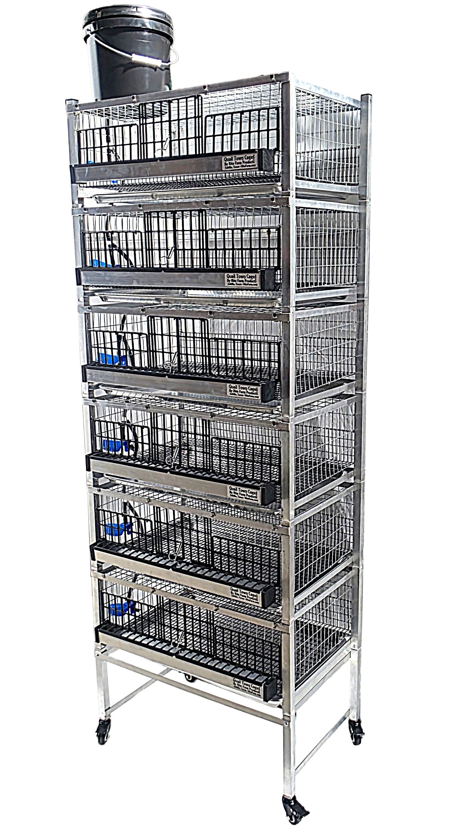 Quail Town Cages by Rite Farm Products - Pro Modular Quail Grow Out & Layer Cage Tower System Transparent Reservoir