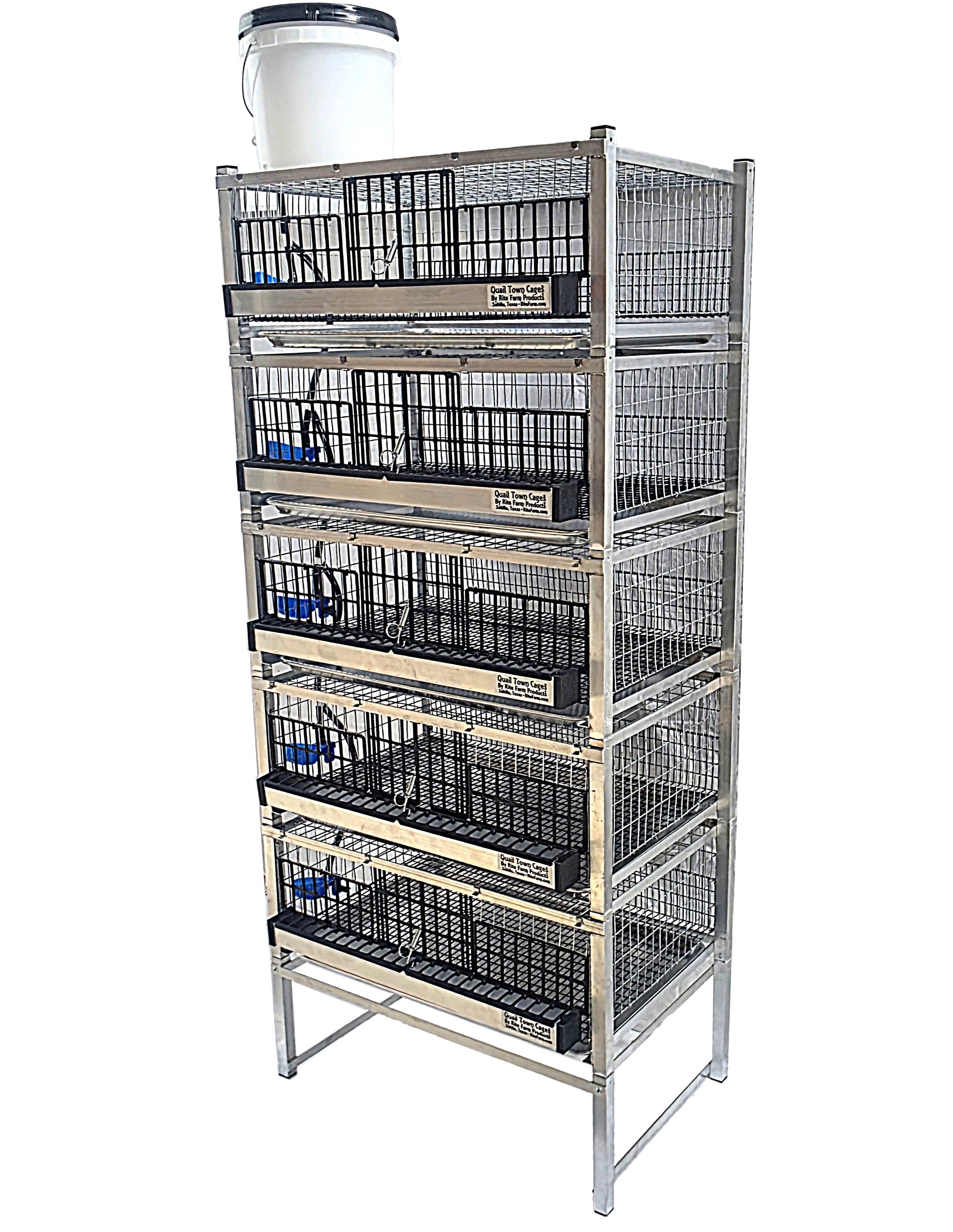 Quail Town Cages by Rite Farm Products - Pro Modular Quail Grow Out & Layer Cage Tower System Transparent Reservoir