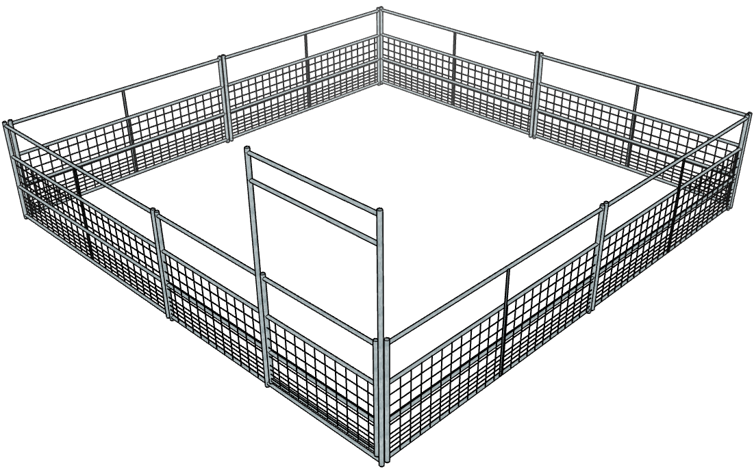 Galvanized 20 Ft X 20 Ft 4-Rail with Mesh Stall Kit
