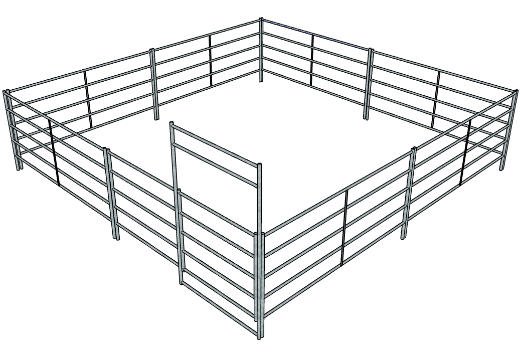 Galvanized 20 Ft X 20 Ft 5-Rail Stall Kit
