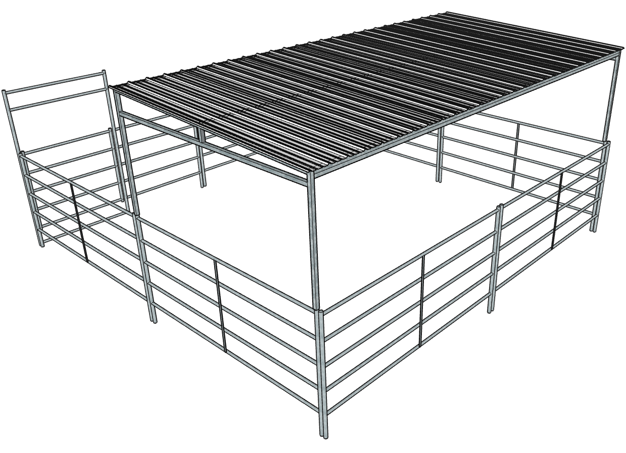 Galvanized 20 Ft X 20 Ft 5-Rail Stall Kit with Roof