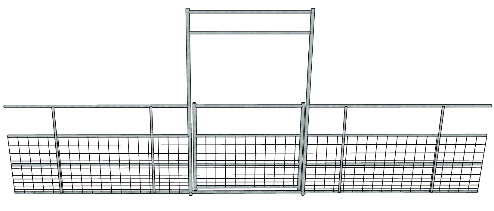 Galvanized 20 Ft Long 4 Rail Continuous Fencing Gate Panel with Mesh
