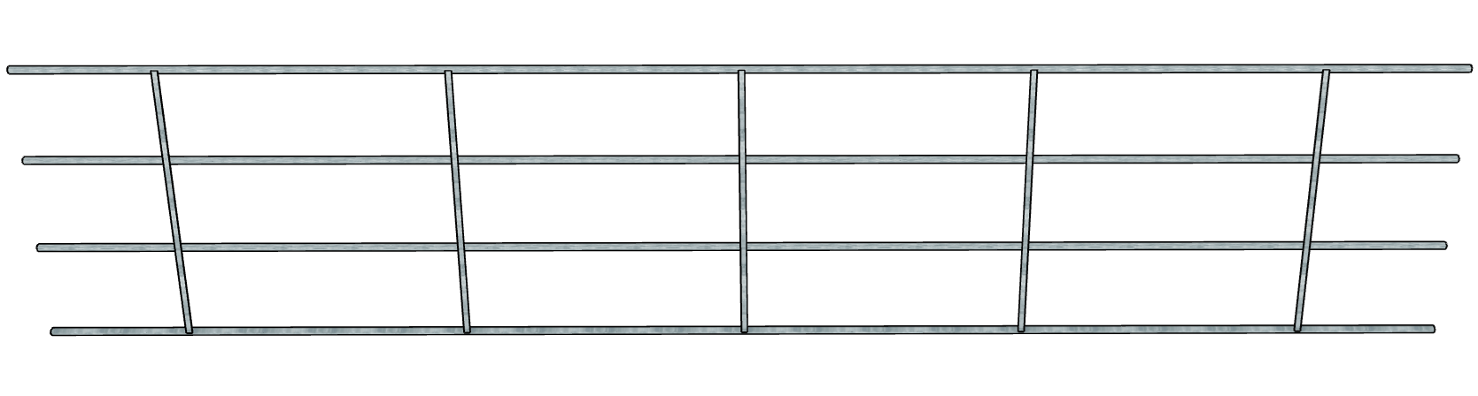 Galvanized 20 Ft Long 4 Rail Continuous Fencing Panel
