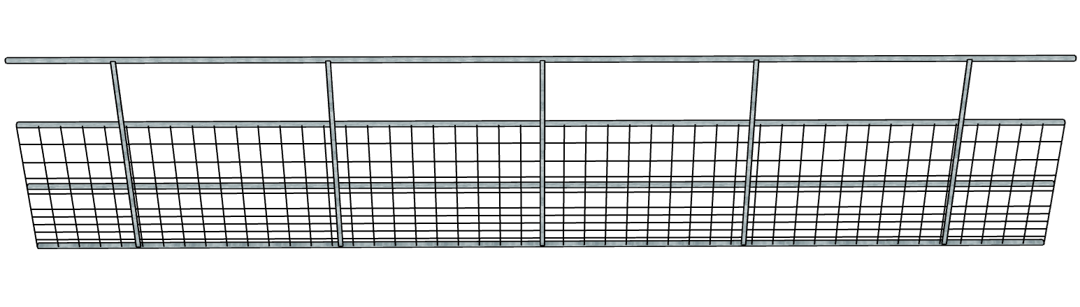 Galvanized 20 Ft Long 4 Rail Continuous Fencing Panel with Mesh