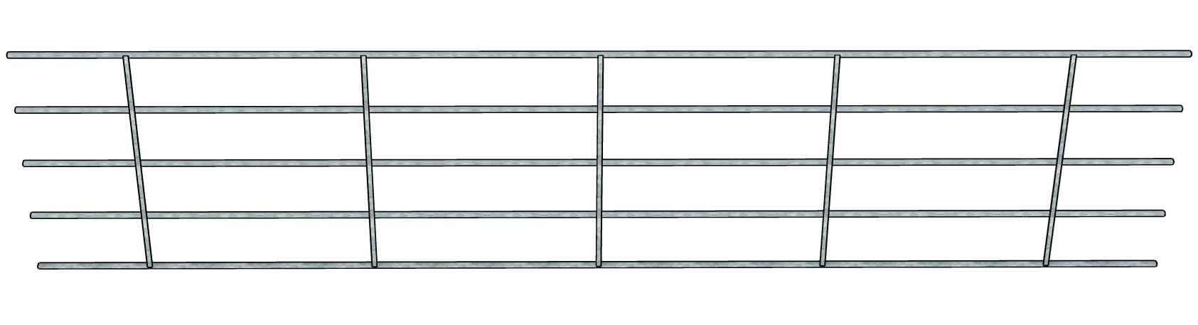 Galvanized 20 Ft Long 5 Rail Continuous Fencing Panel