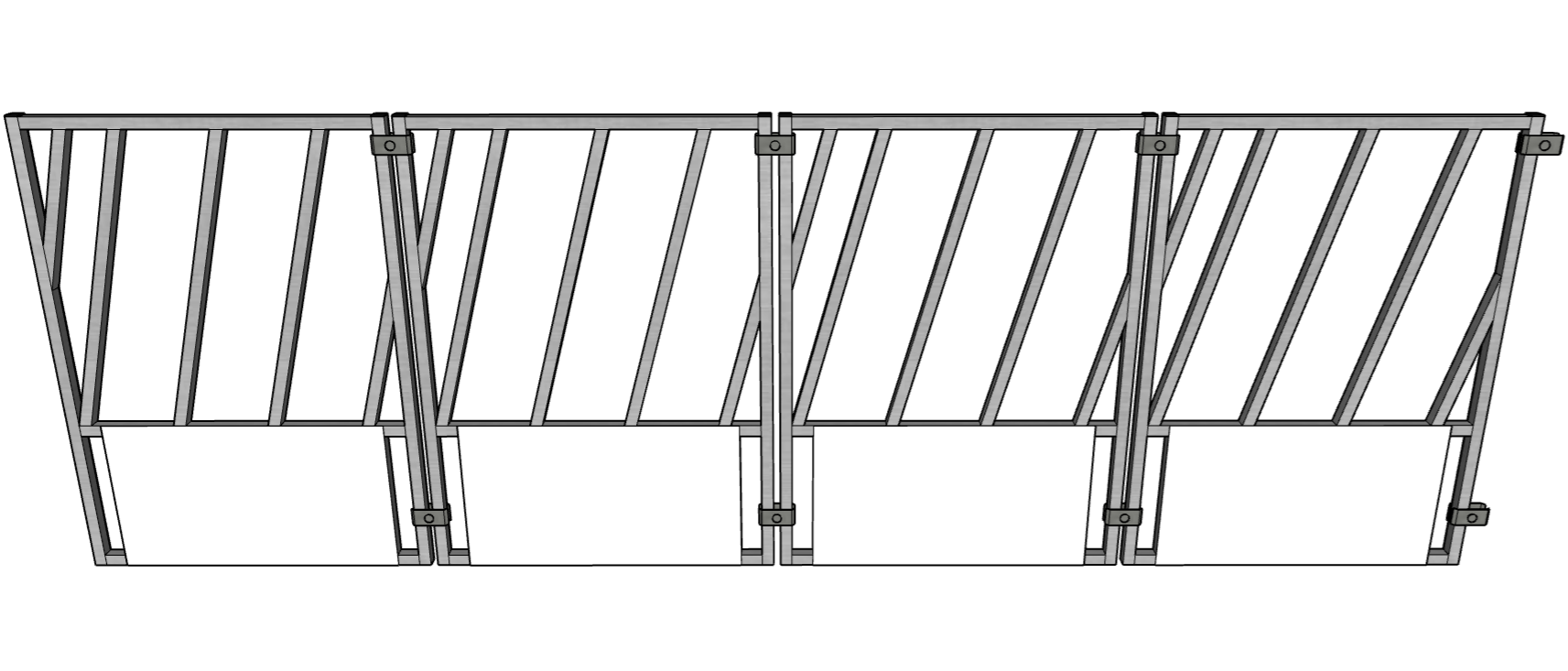 4 Pack of Aluminum 30" Long by 40" Tall Sheep & Goat Slant Bar Feeding Panels Square Hay Feeder