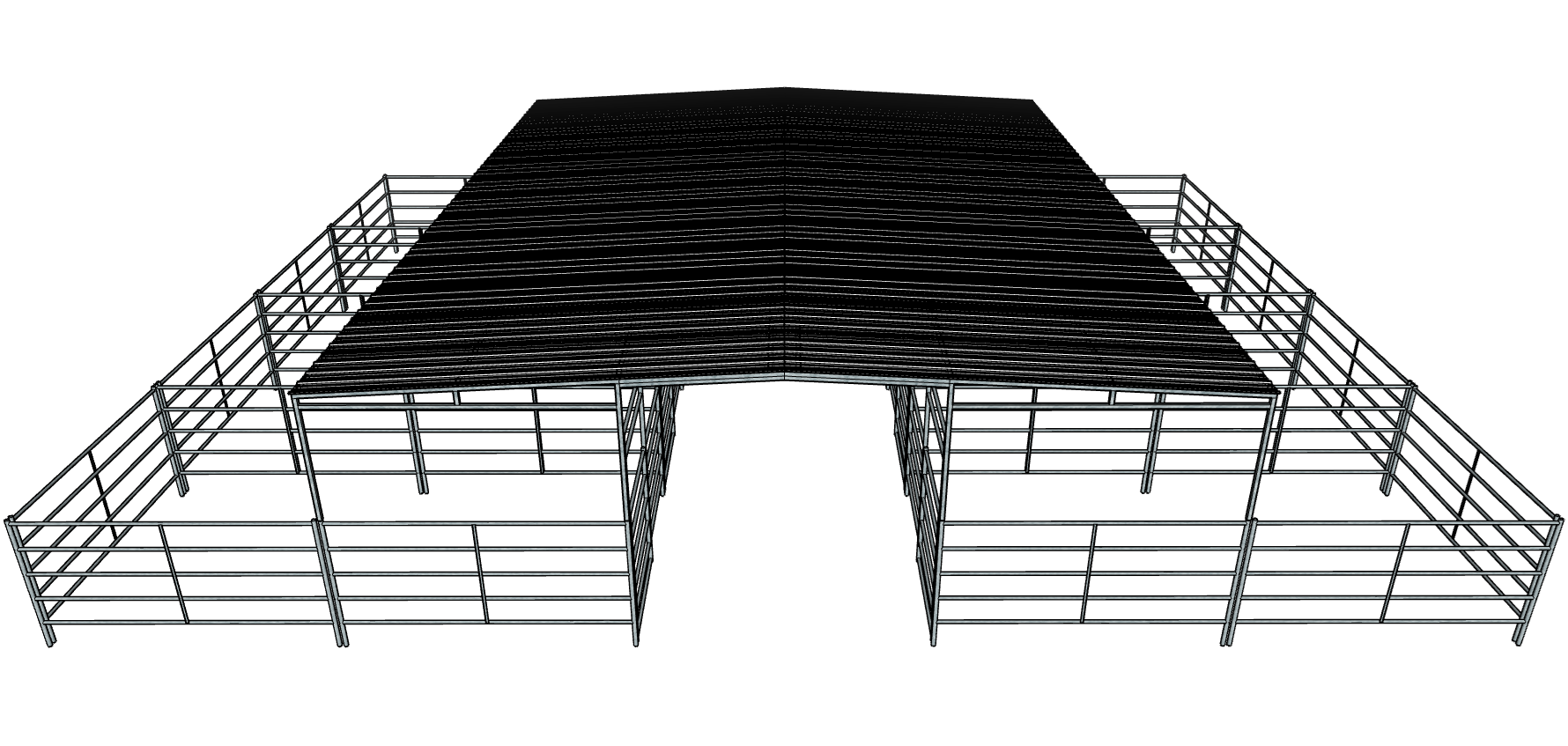 50 Ft X 40 Ft 5-Rail 8 Stall Barn Kit with 30 Ft by 40 Ft Gable Roof