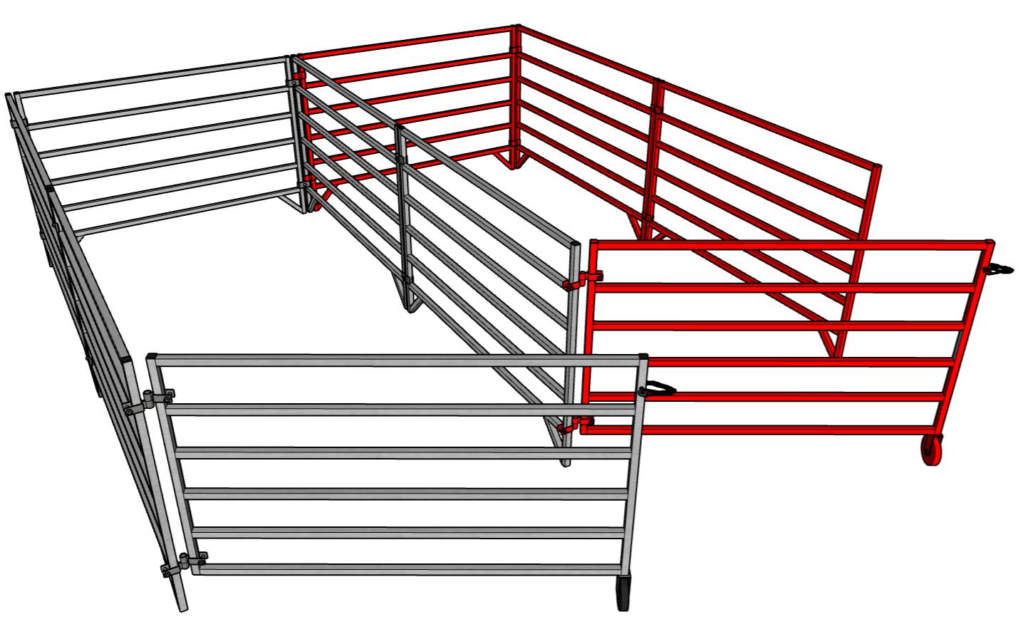 Aluminum 5 Ft X 10 Ft 6 Rail Add-On Stall Kit (3 Panels, 1 Gate)