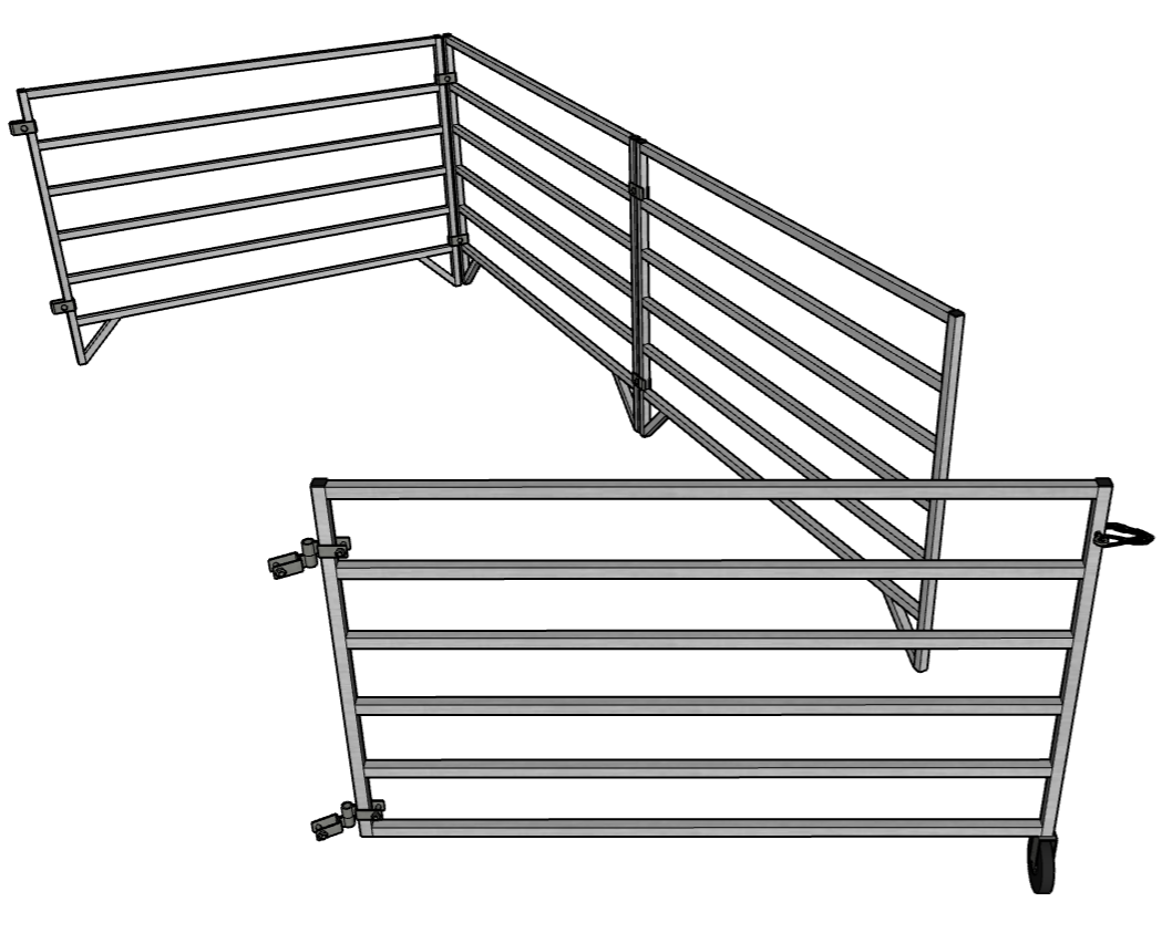 Aluminum 5 Ft X 10 Ft 6 Rail Starter Stall Kit & or Add on Stall Kit for Sheep & Goats