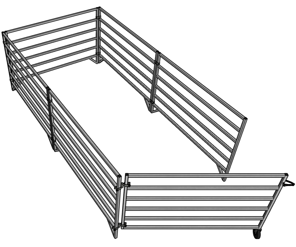 Aluminum 5 Ft X 10 Ft 6 Rail Stall Kit (5 Panels, 1 Gate)