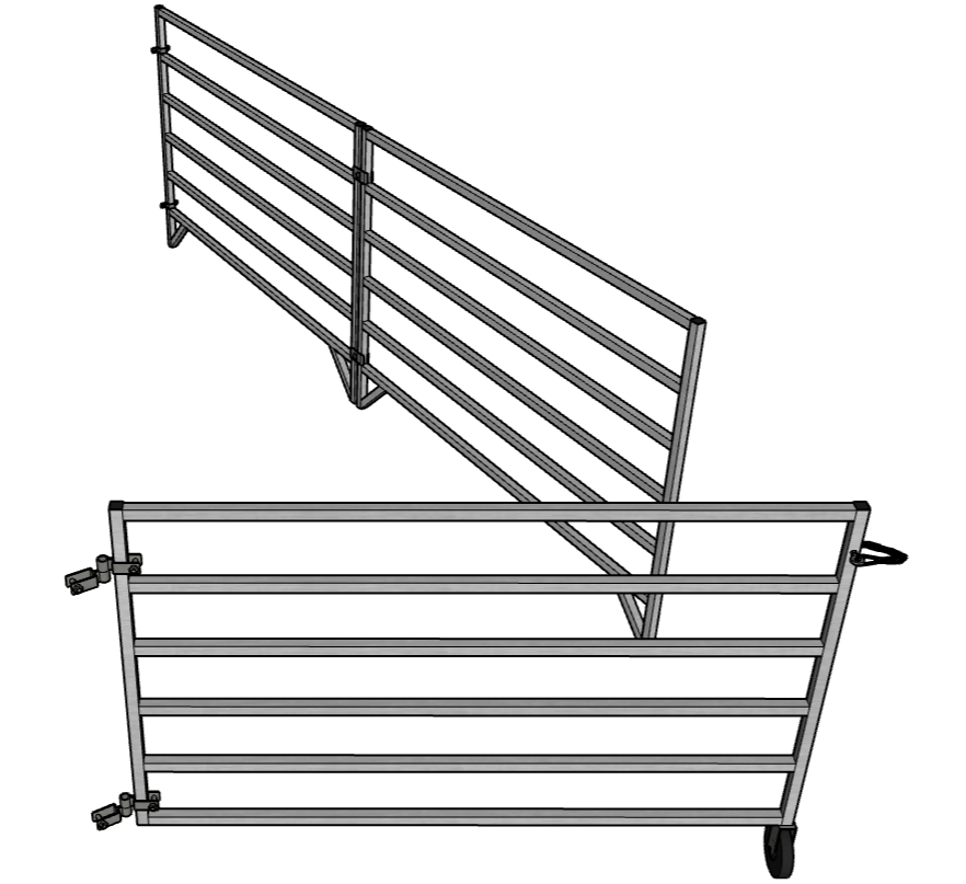 Aluminum 5 Ft X 10 Ft 6 Rail Wall Mounted Starter Stall Kit & or Add-On Stall Kit for Sheep & Goats