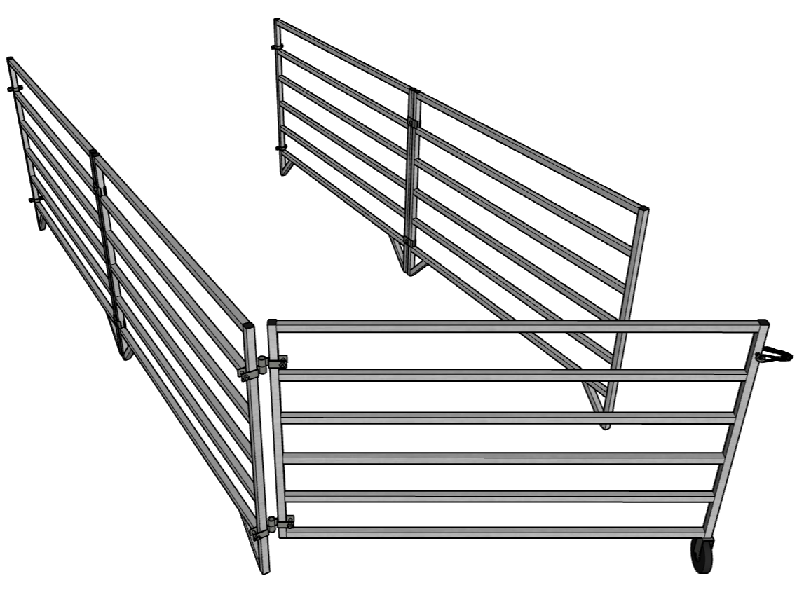Aluminum 5 Ft X 10 Ft 6 Rail Wall Mounted Starter Stall Kit & or Add-On Stall Kit for Sheep & Goats