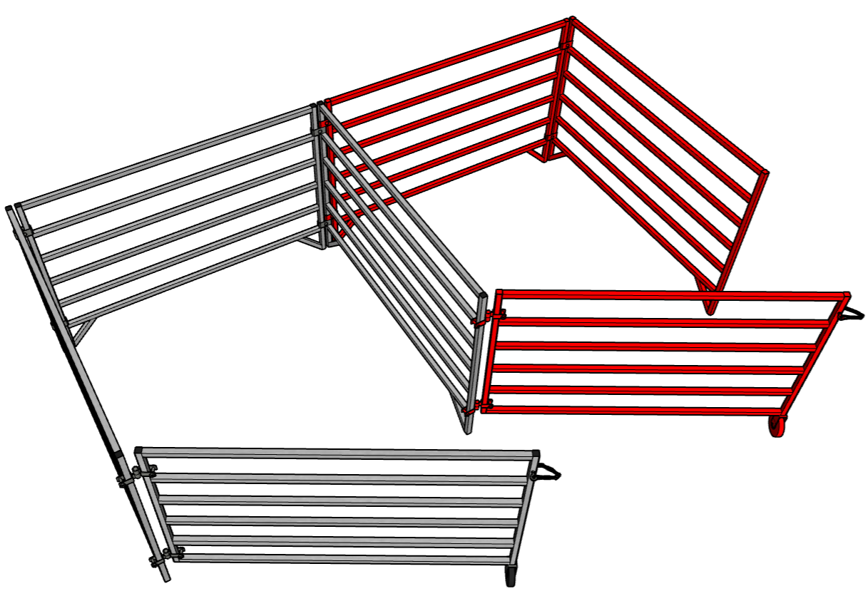 Aluminum 5 Ft X 5 Ft 6 Rail Add-On Stall Kit (2 Panels, 1 Gate)