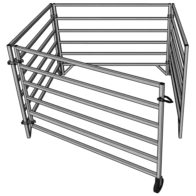Aluminum 5 Ft X 5 Ft 6 Rail Stall Kit (3 Panels, 1 Gate)