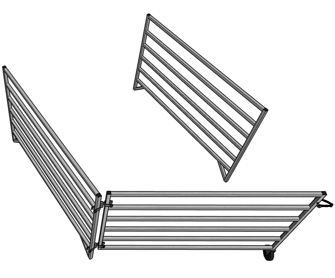 Aluminum 5 Ft X 5 Ft 6 Rail Wall Mounted Starter Stall Kit & or Add-On Kit for Sheep & Goats